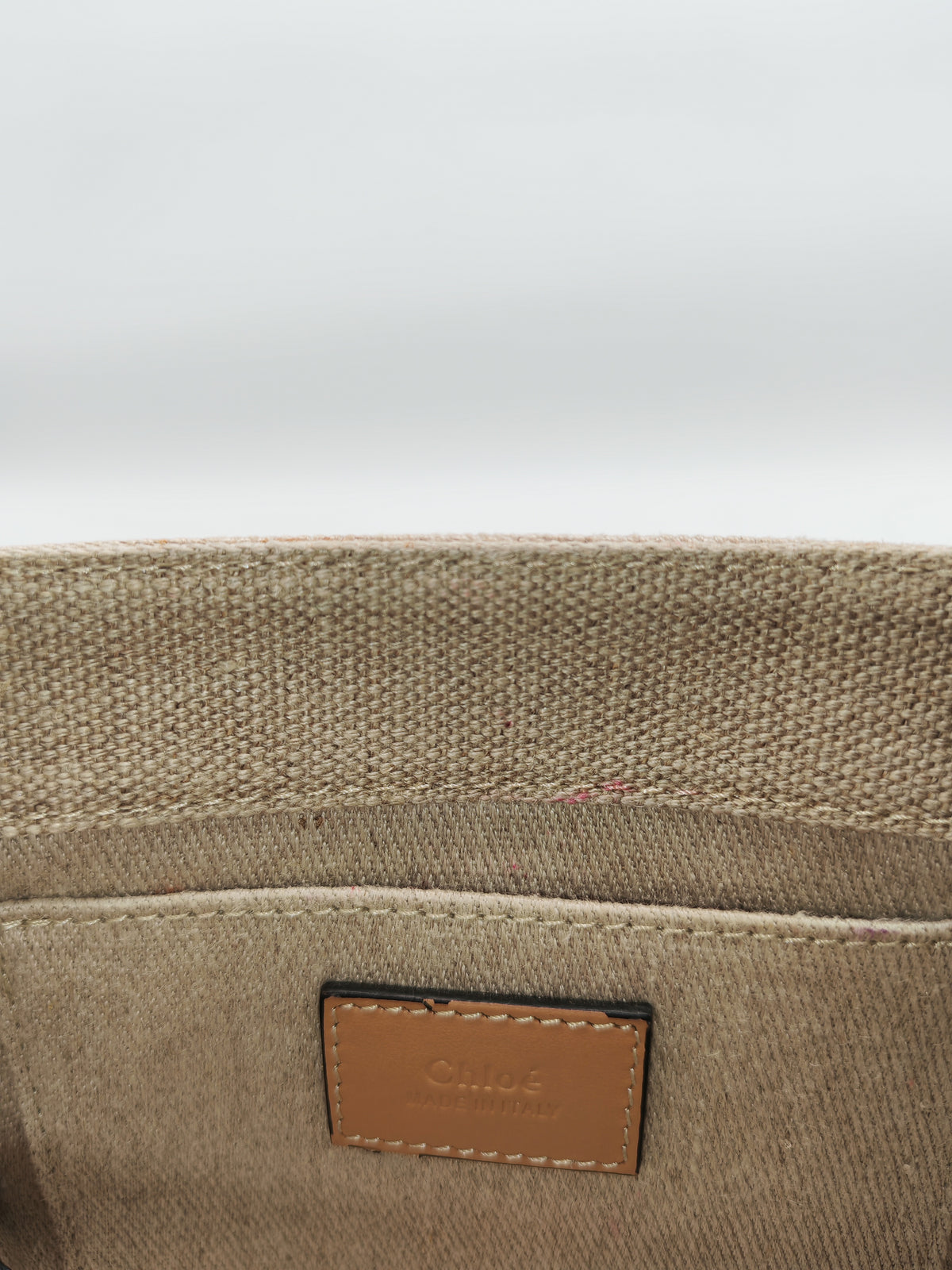 Chloe Mini Woody Tote Bag in Brown Linen Canvas