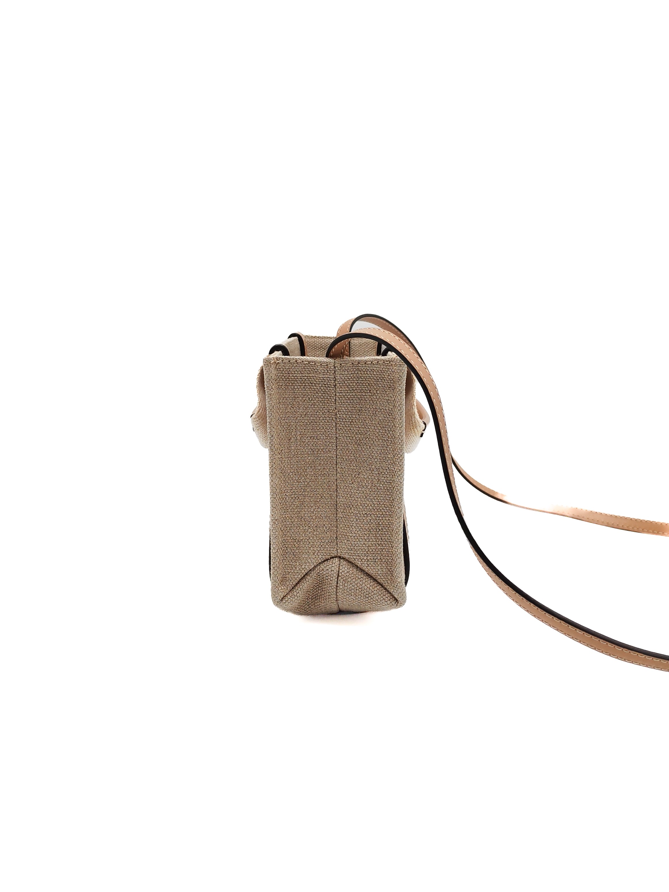 Chloe Mini Woody Tote Bag in Brown Linen Canvas