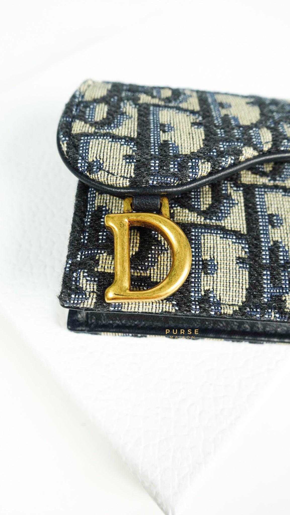 Christian Dior Saddle Flap Oblique Canvas Card Holder