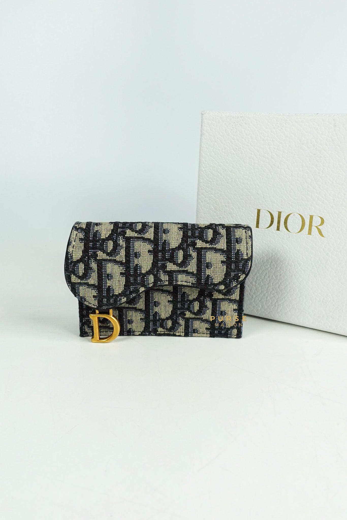 Christian Dior Saddle Flap Oblique Canvas Card Holder