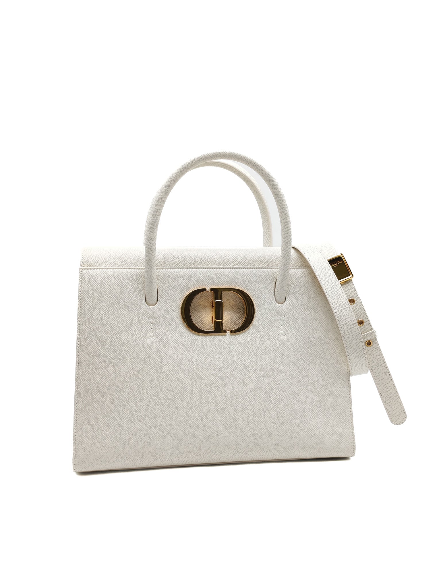 Christian Dior Saint Honore Tote Bag in Off White Grained Calfskin Leather Shoulder Bag