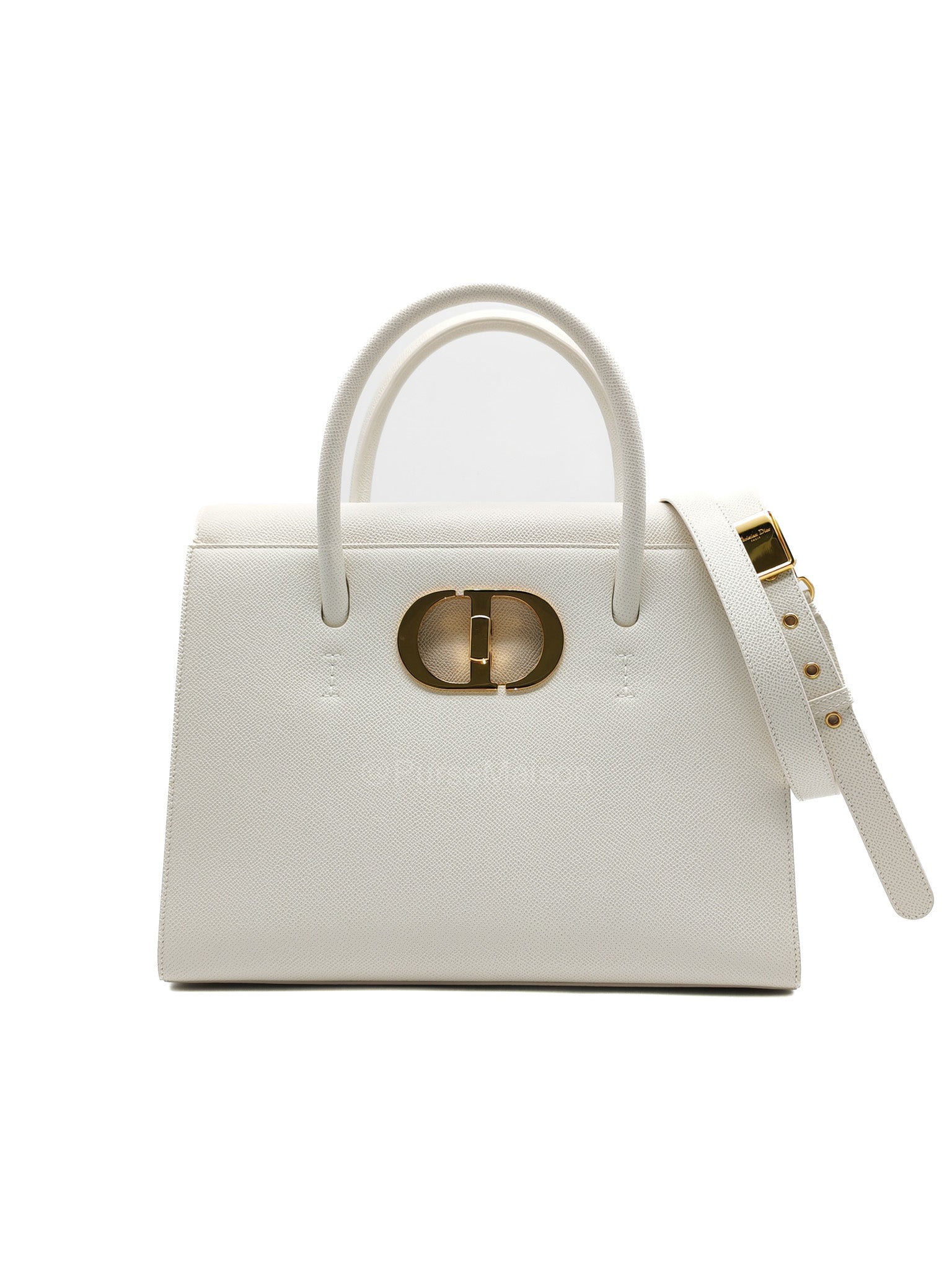Christian Dior Saint Honore Tote Bag in Off White Grained Calfskin Leather Shoulder Bag