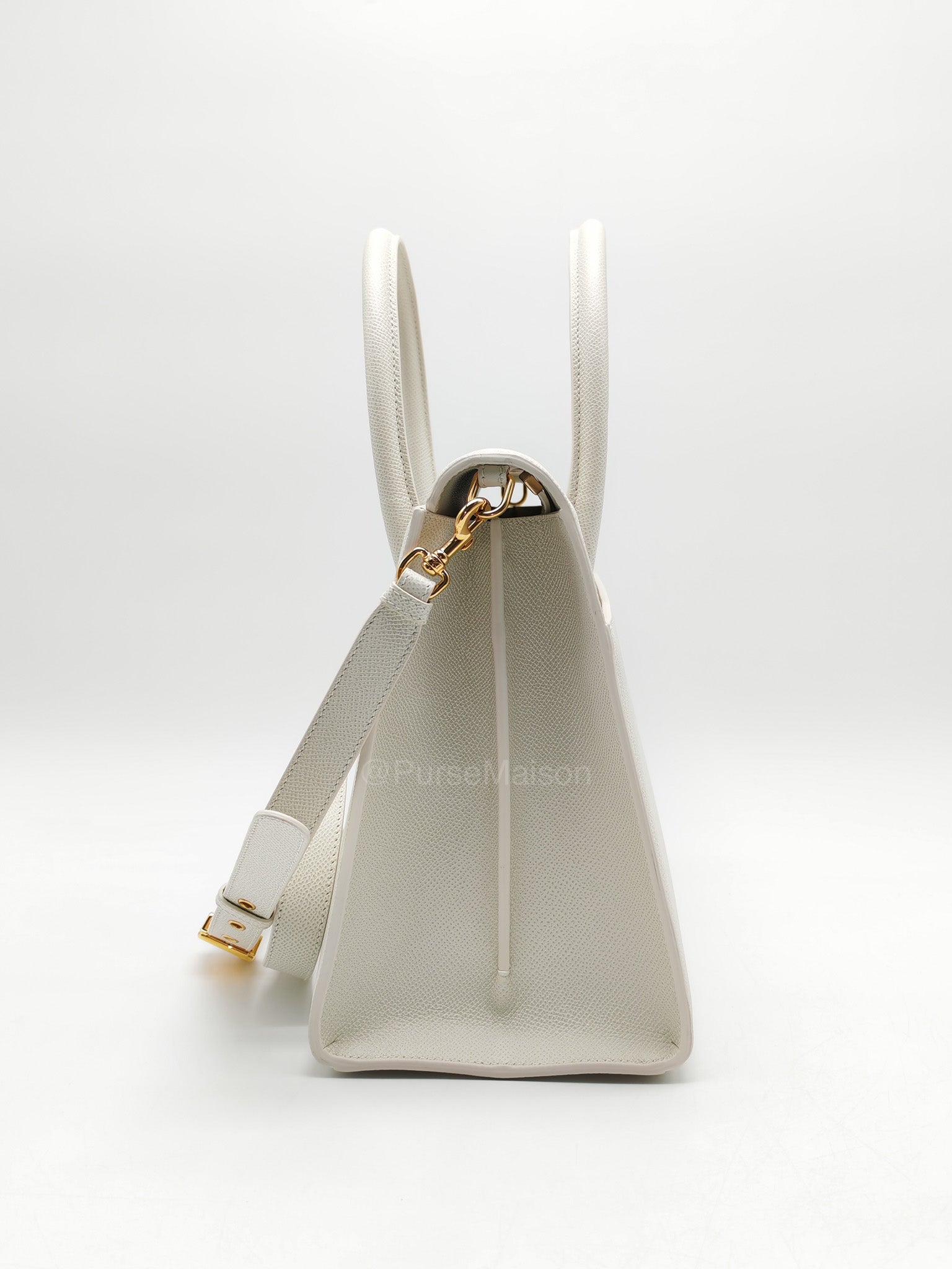 Christian Dior Saint Honore Tote Bag in Off White Grained Calfskin Leather Shoulder Bag