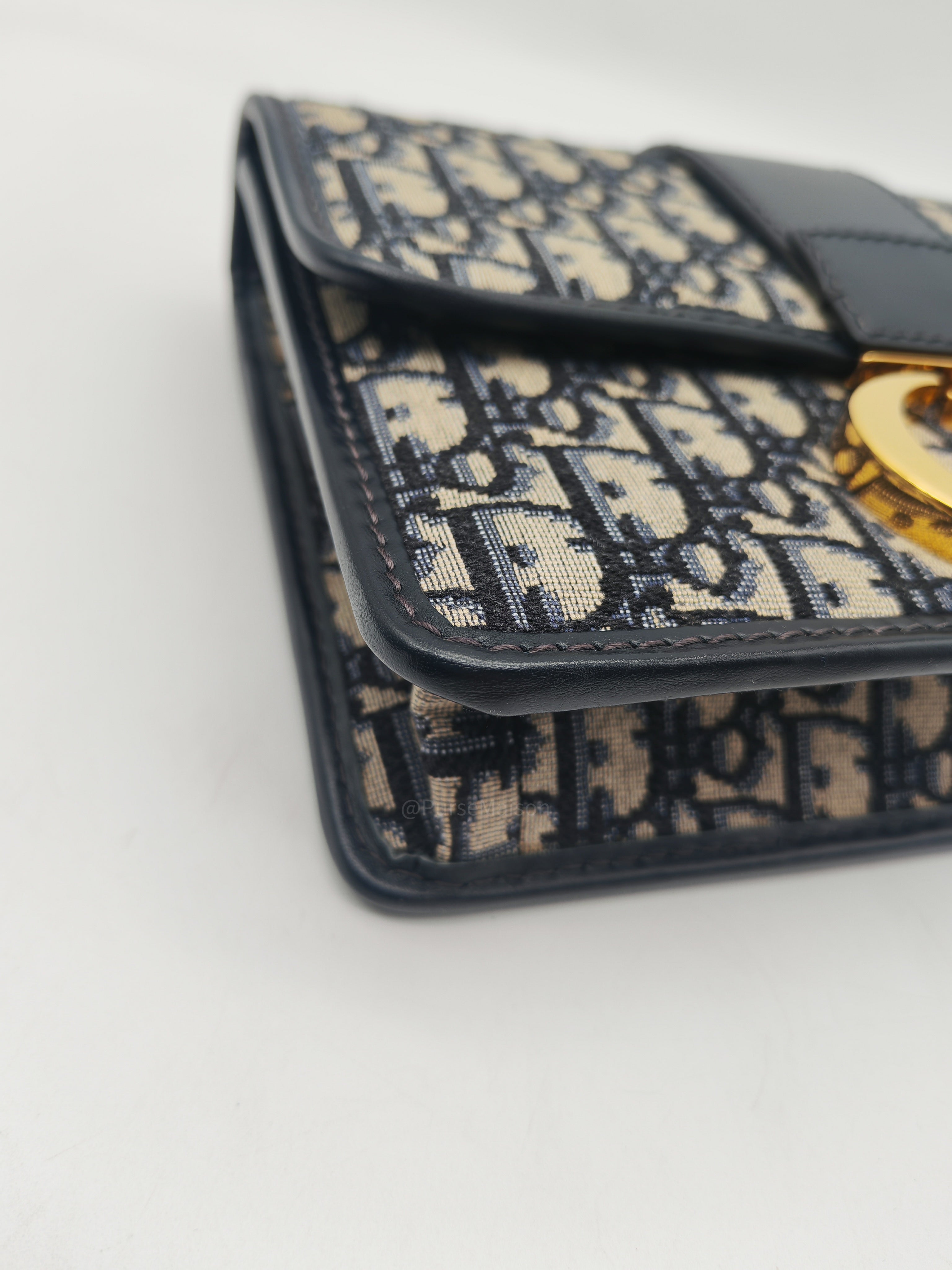 Christian Dior 30 Montaigne Bag in BLue Dior Oblique Jacquard Canvas and Gold Hardware