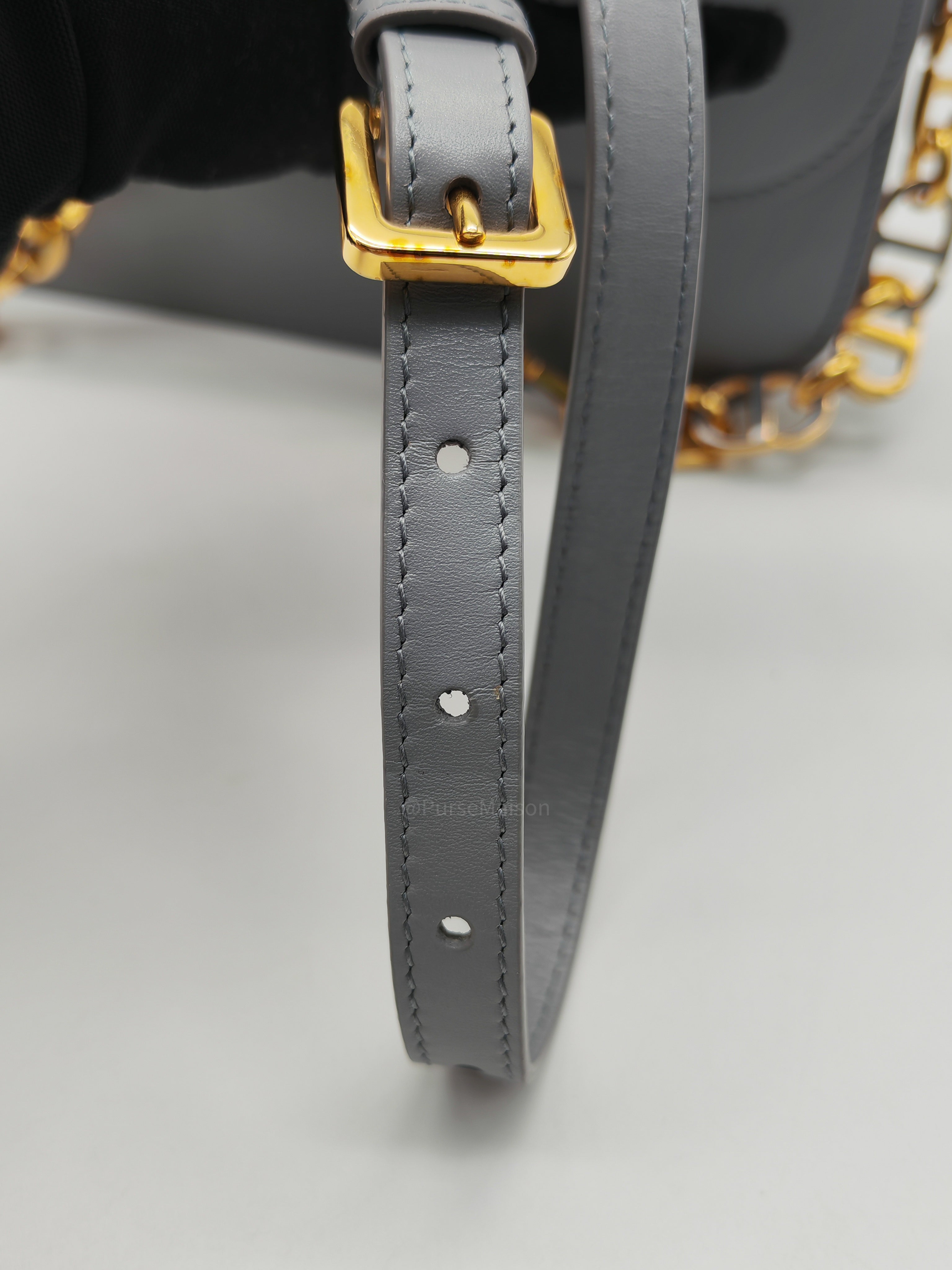 Christian Dior 30 Montaigne Avenue Bag in Gray Box Calfskin Leather and Gold Hardware