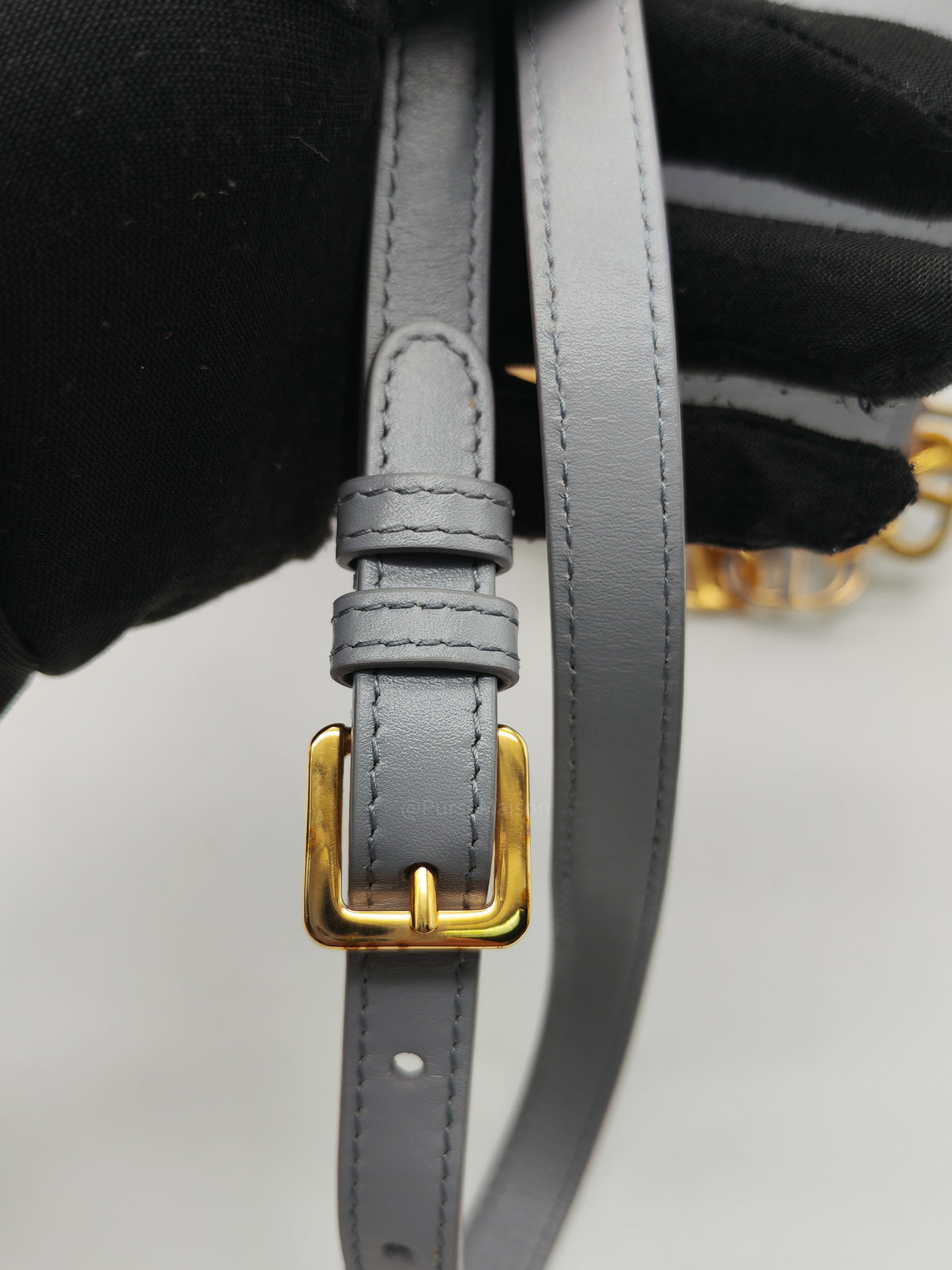 Christian Dior 30 Montaigne Avenue Bag in Gray Box Calfskin Leather and Gold Hardware
