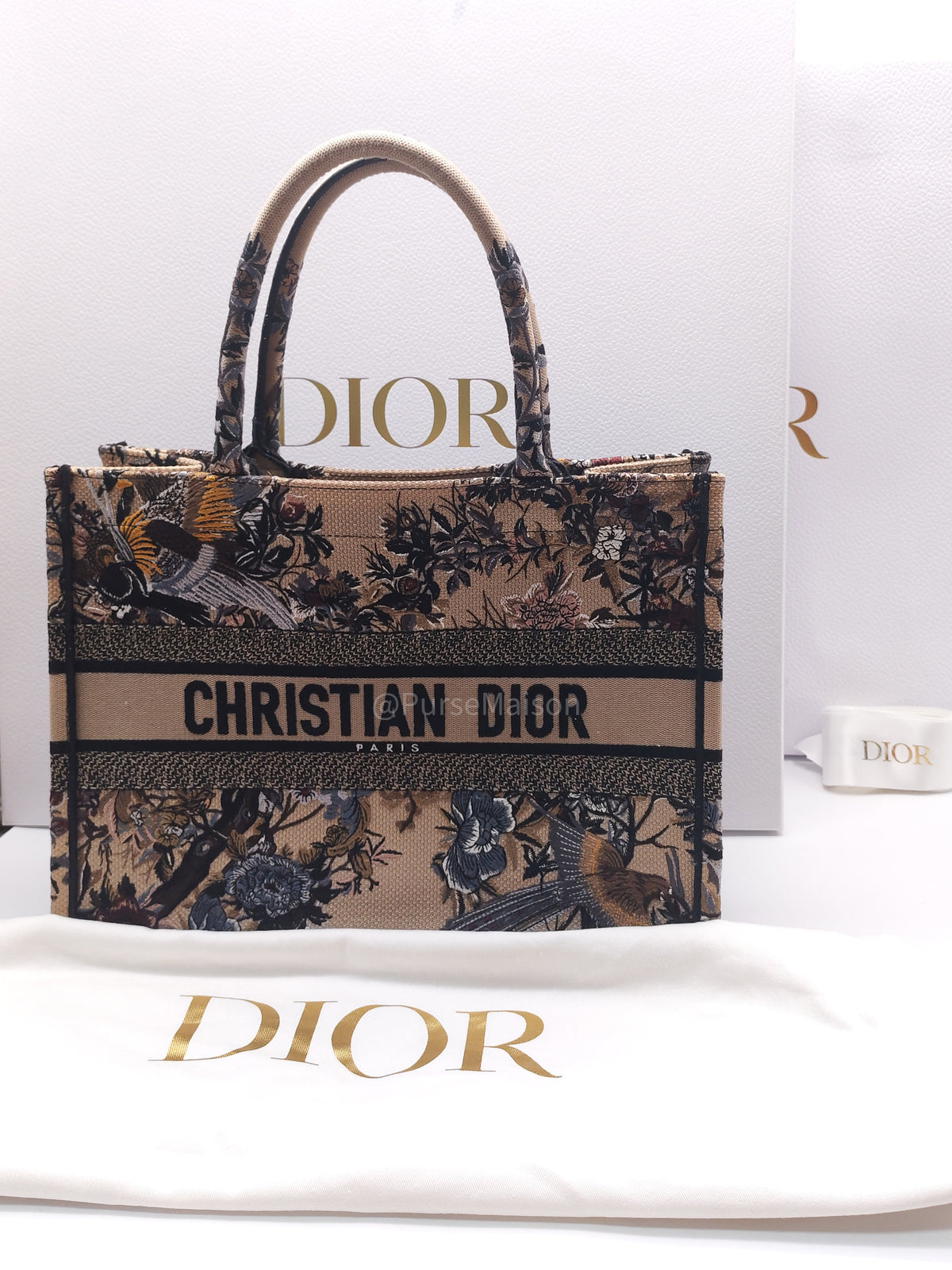 Christian Dior Medium Dior Book Tote in Multicolor Jardin d’Hiver Embroidery Canvas