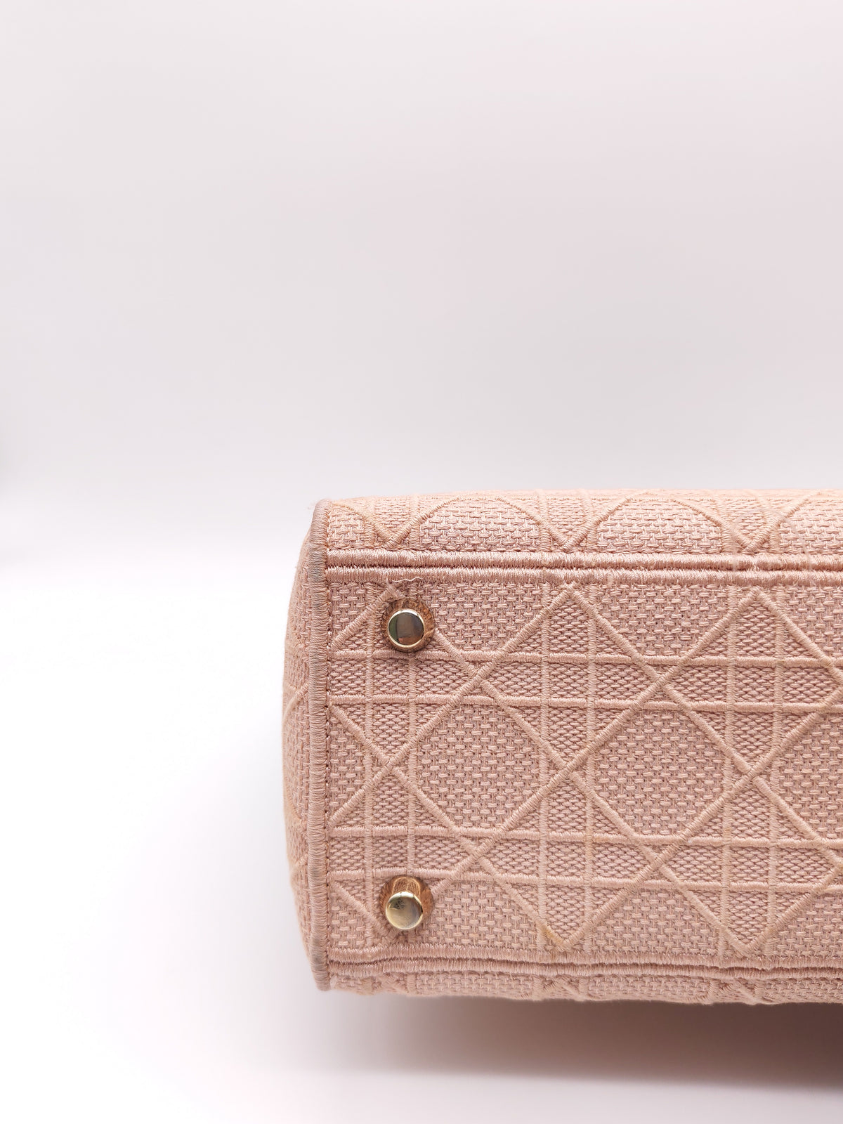 Christian Dior Lady D-Lite Medium Bag in Blush Rose Cannage Embroidery Canvas and Light Gold Hardware