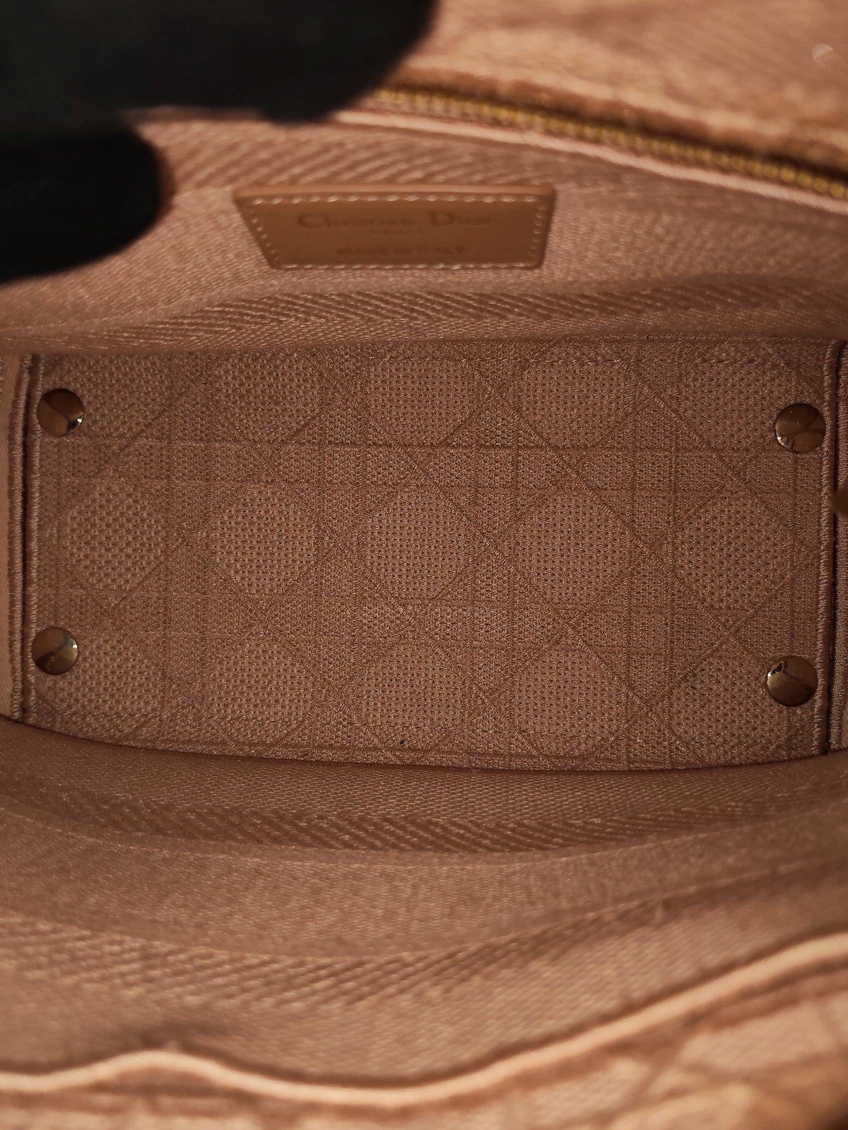 Christian Dior Lady D-Lite Medium Bag in Blush Rose Cannage Embroidery Canvas and Light Gold Hardware