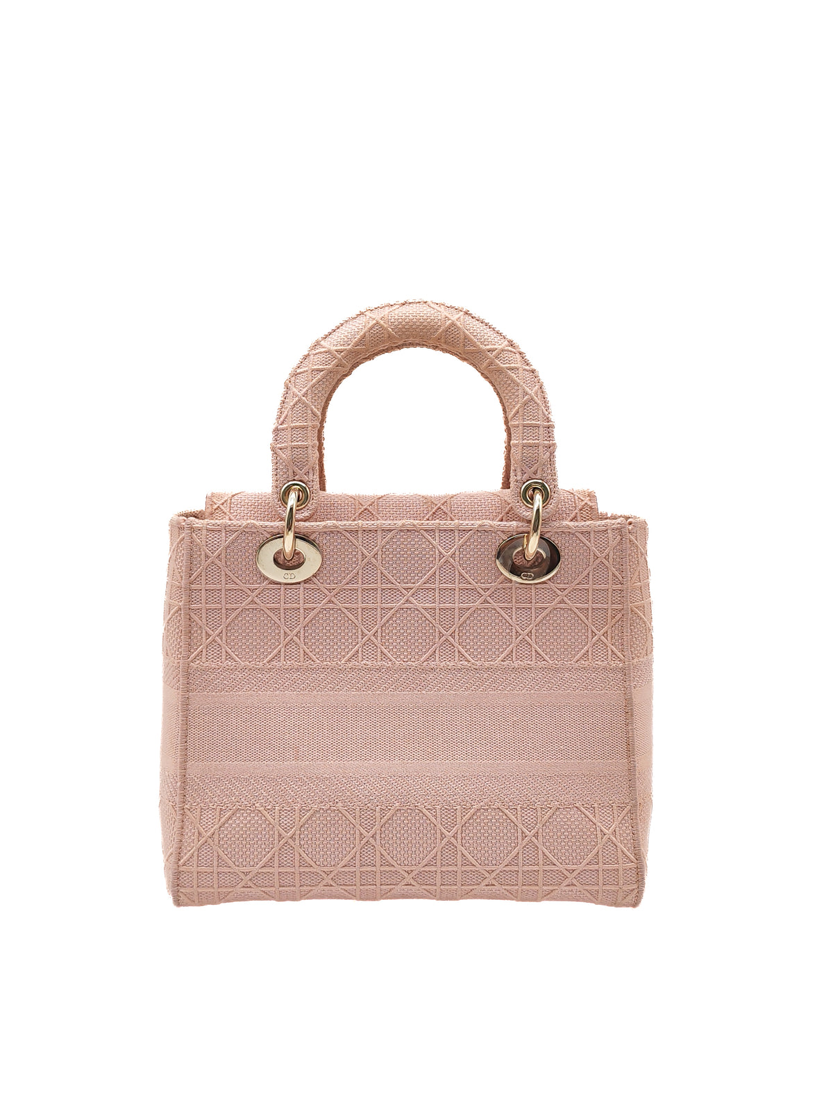 Christian Dior Lady D-Lite Medium Bag in Blush Rose Cannage Embroidery Canvas and Light Gold Hardware