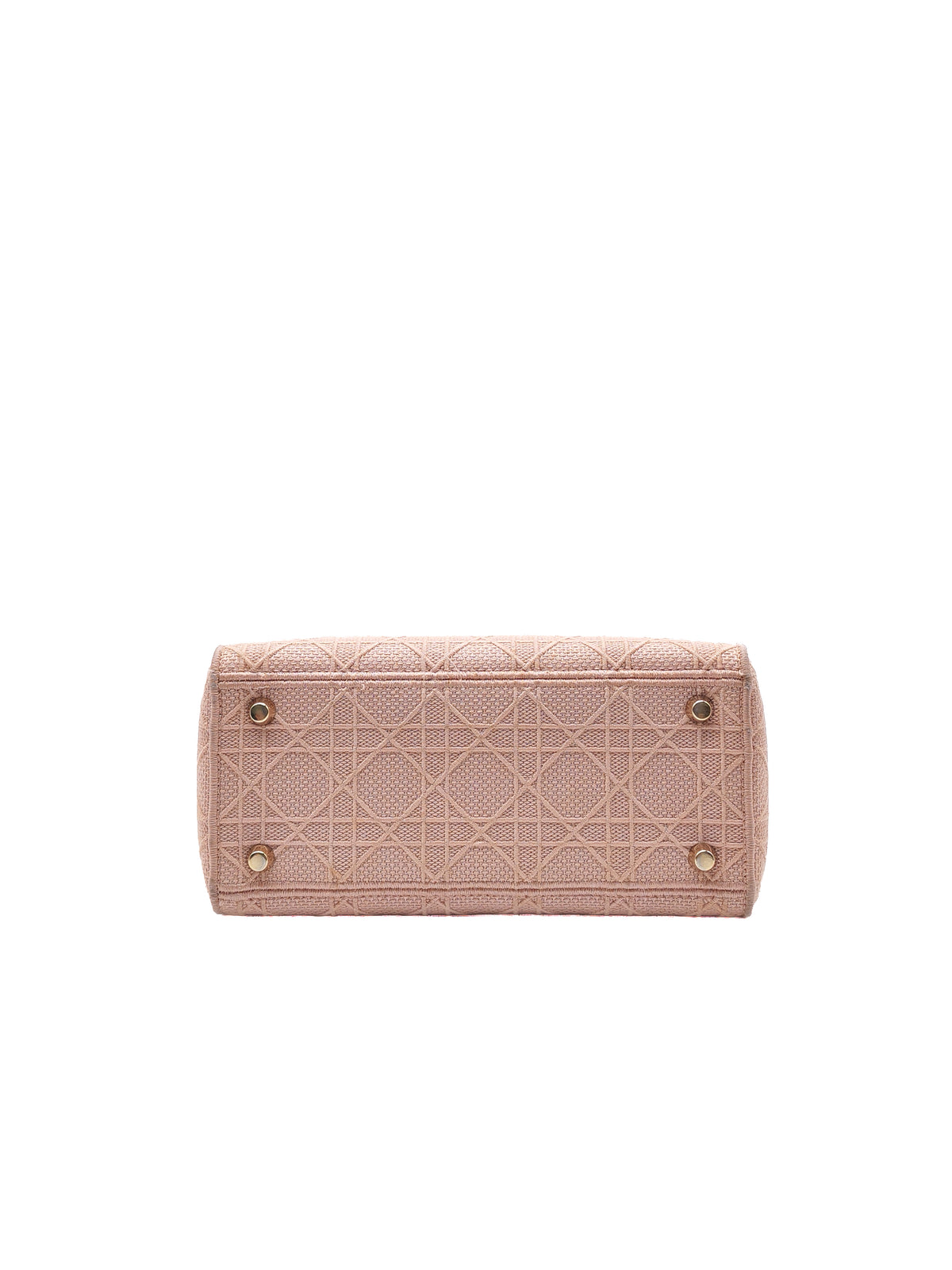Christian Dior Lady D-Lite Medium Bag in Blush Rose Cannage Embroidery Canvas and Light Gold Hardware
