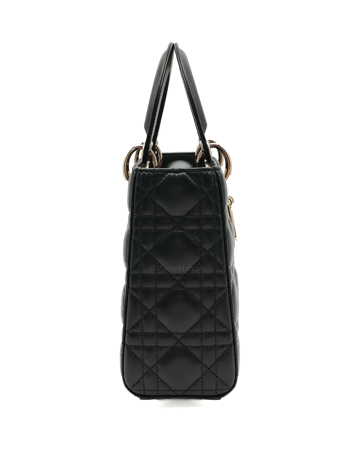 Christian Dior Small Lady Dior My ABCDior Bag in Black Lambskin Cannage Leather Light Gold Hardware