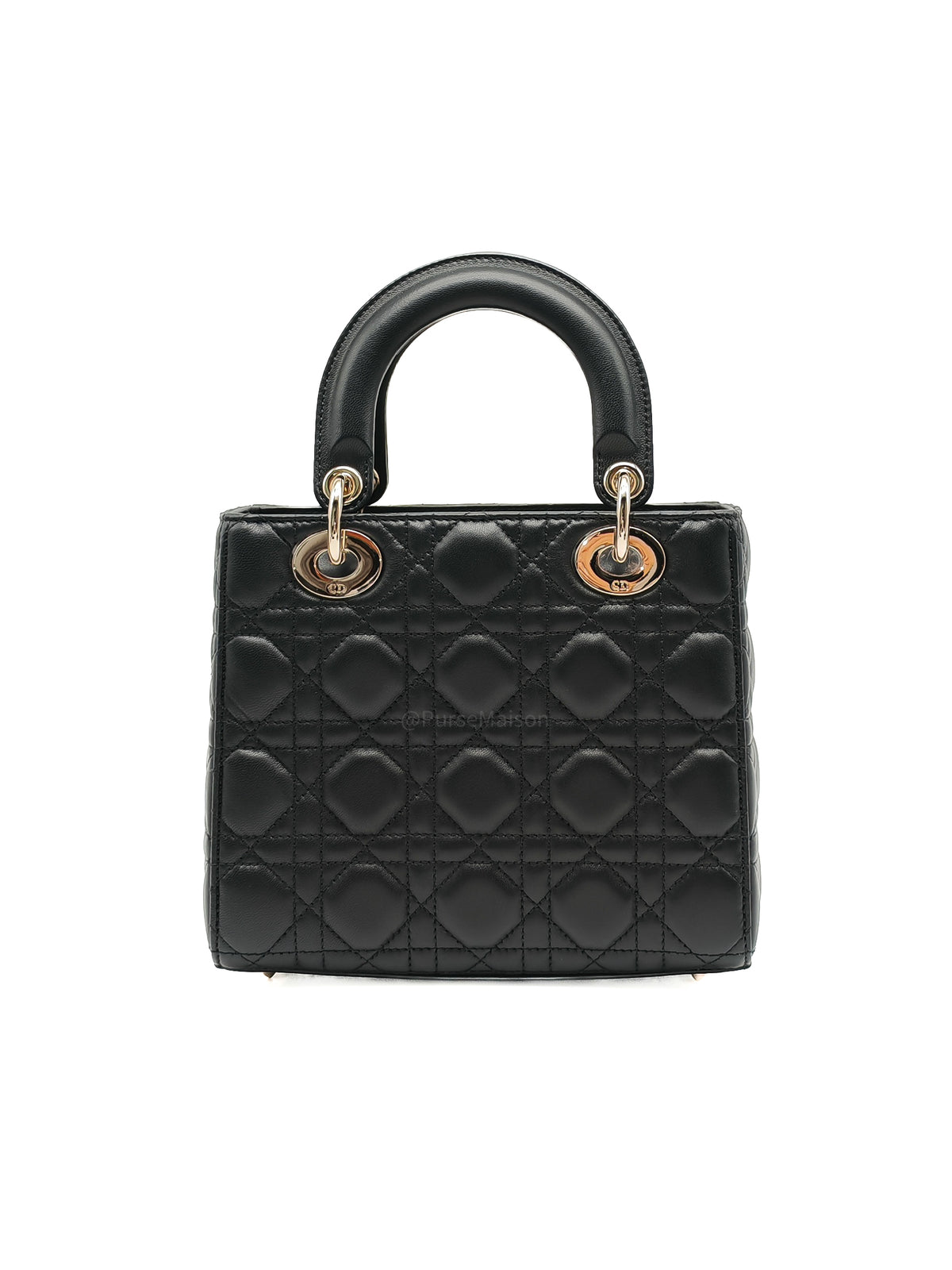 Christian Dior Small Lady Dior My ABCDior Bag in Black Lambskin Cannage Leather Light Gold Hardware