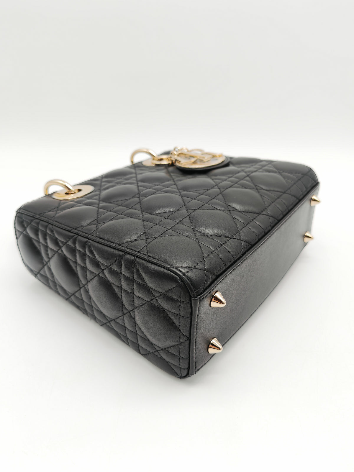 Christian Dior Small Lady Dior My ABCDior Bag in Black Lambskin Cannage Leather Light Gold Hardware