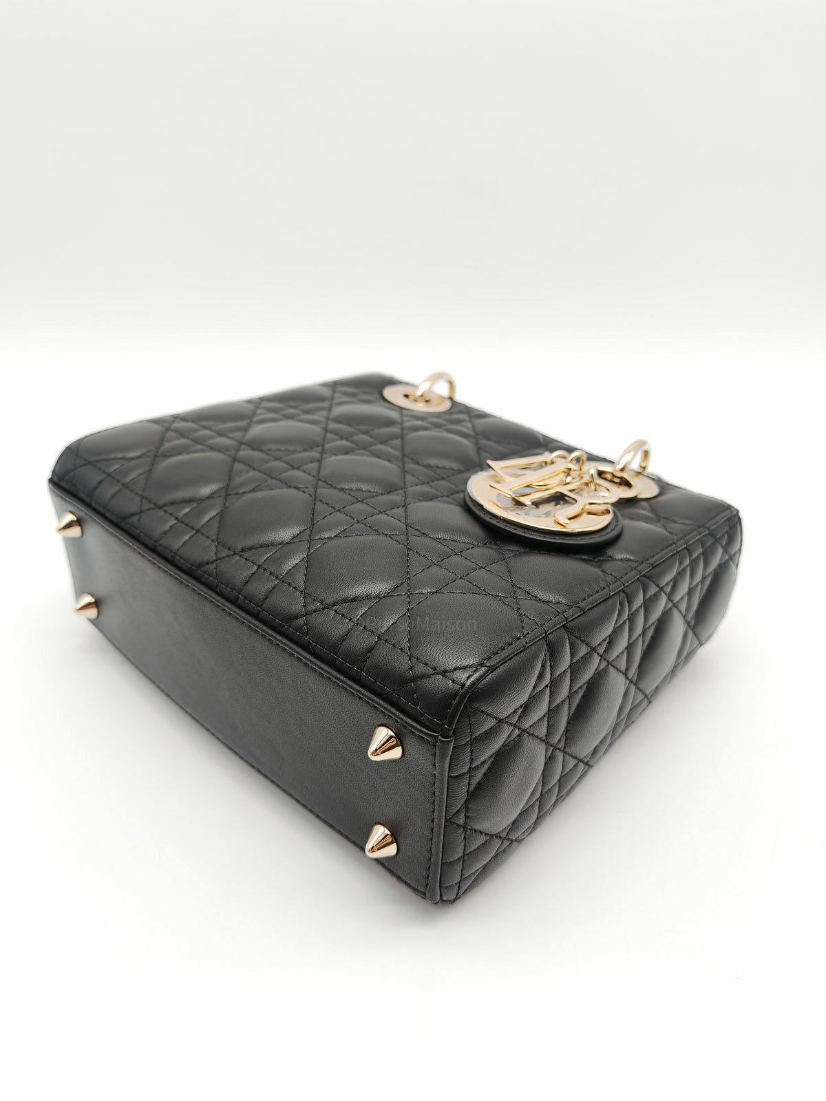 Christian Dior Small Lady Dior My ABCDior Bag in Black Lambskin Cannage Leather Light Gold Hardware