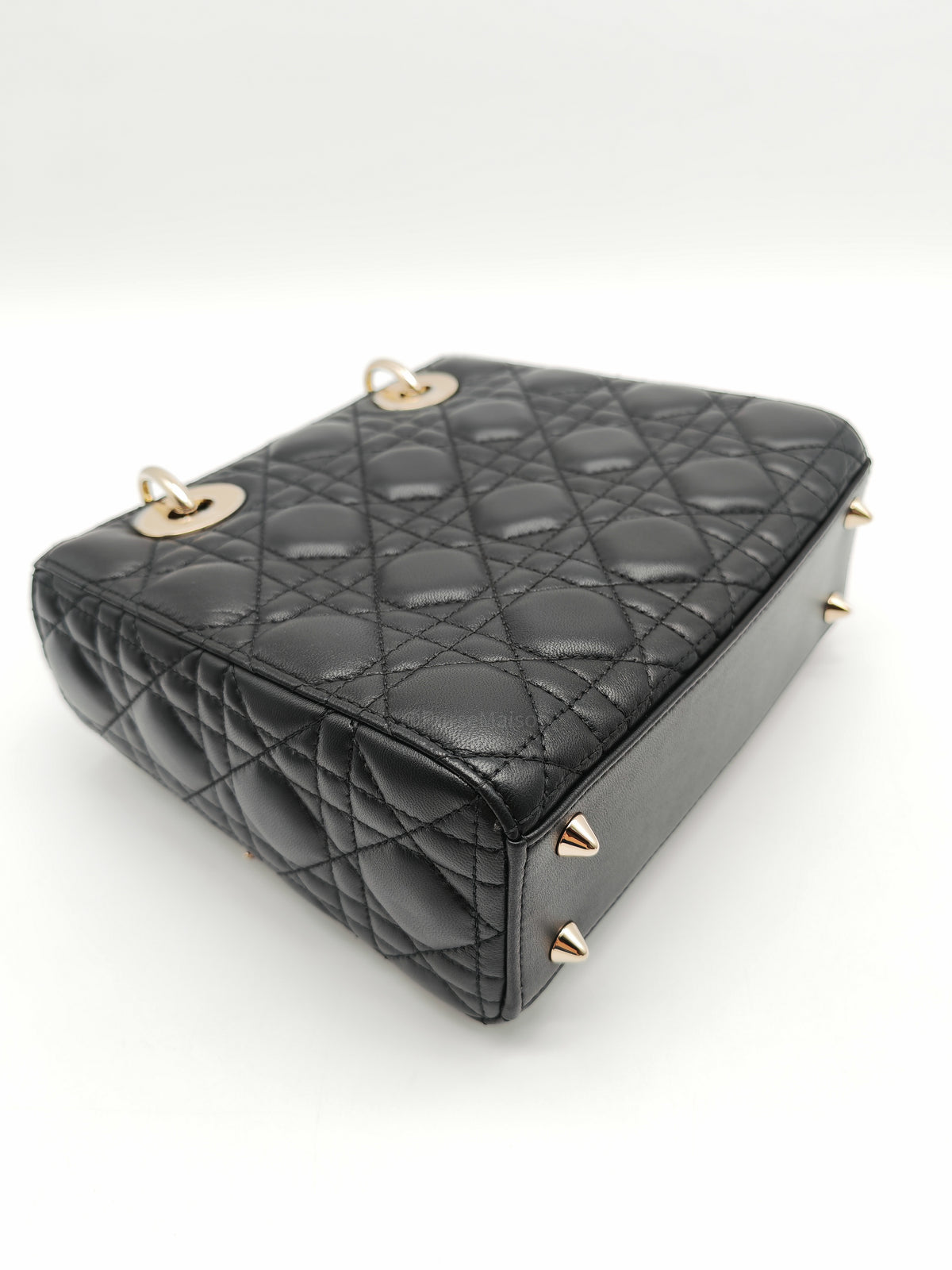 Christian Dior Small Lady Dior My ABCDior Bag in Black Lambskin Cannage Leather Light Gold Hardware