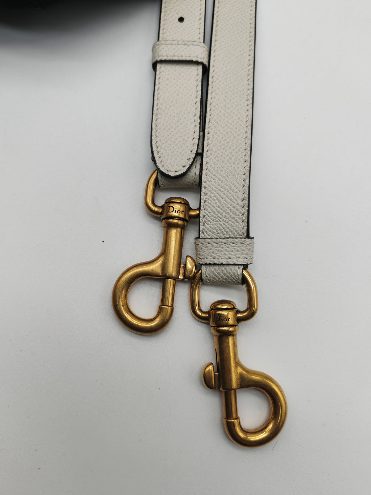 Christian Dior Saddle Bag Medium in White Grained Calfskin Leather and Aged Gold Hardware