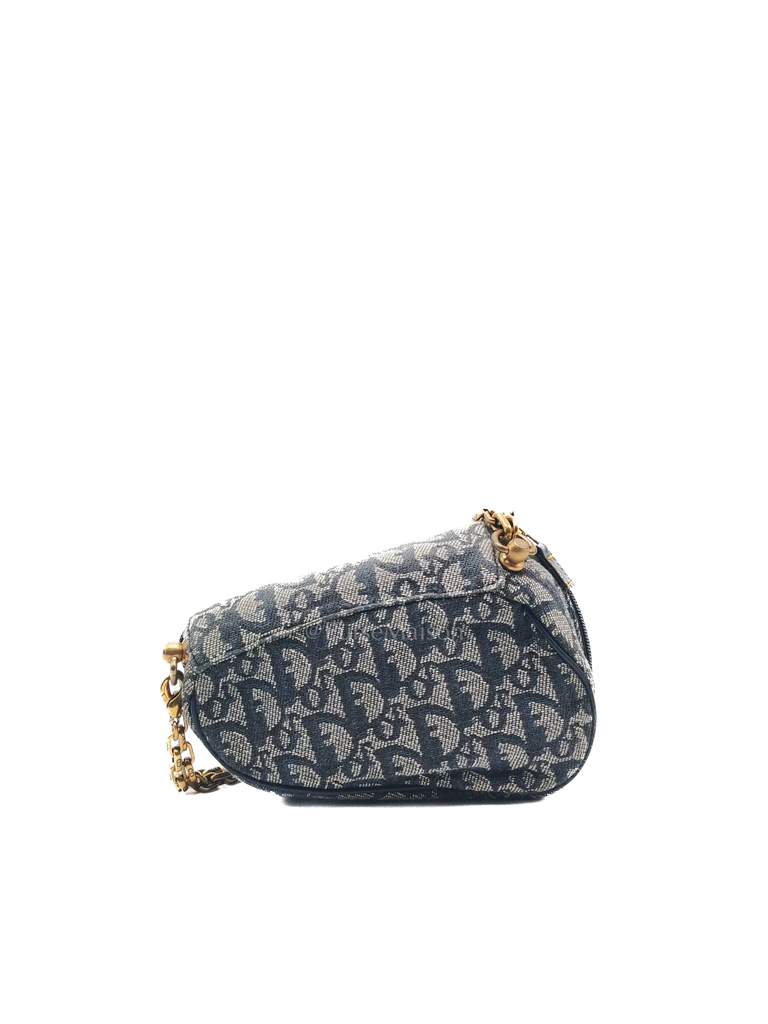 Christian Dior Saddle Pouch in Navy Blue Trotter Canvas