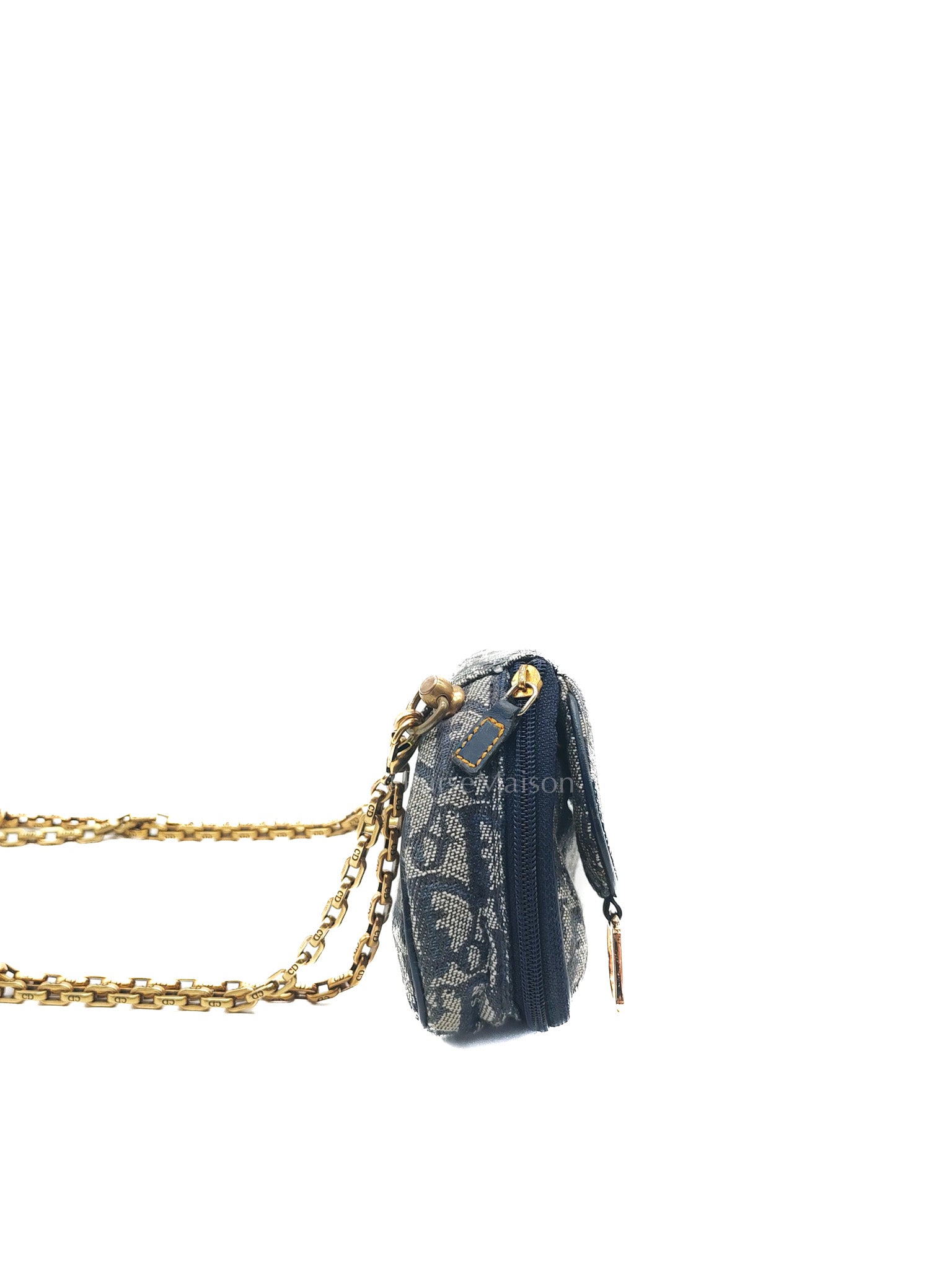 Christian Dior Saddle Pouch in Navy Blue Trotter Canvas