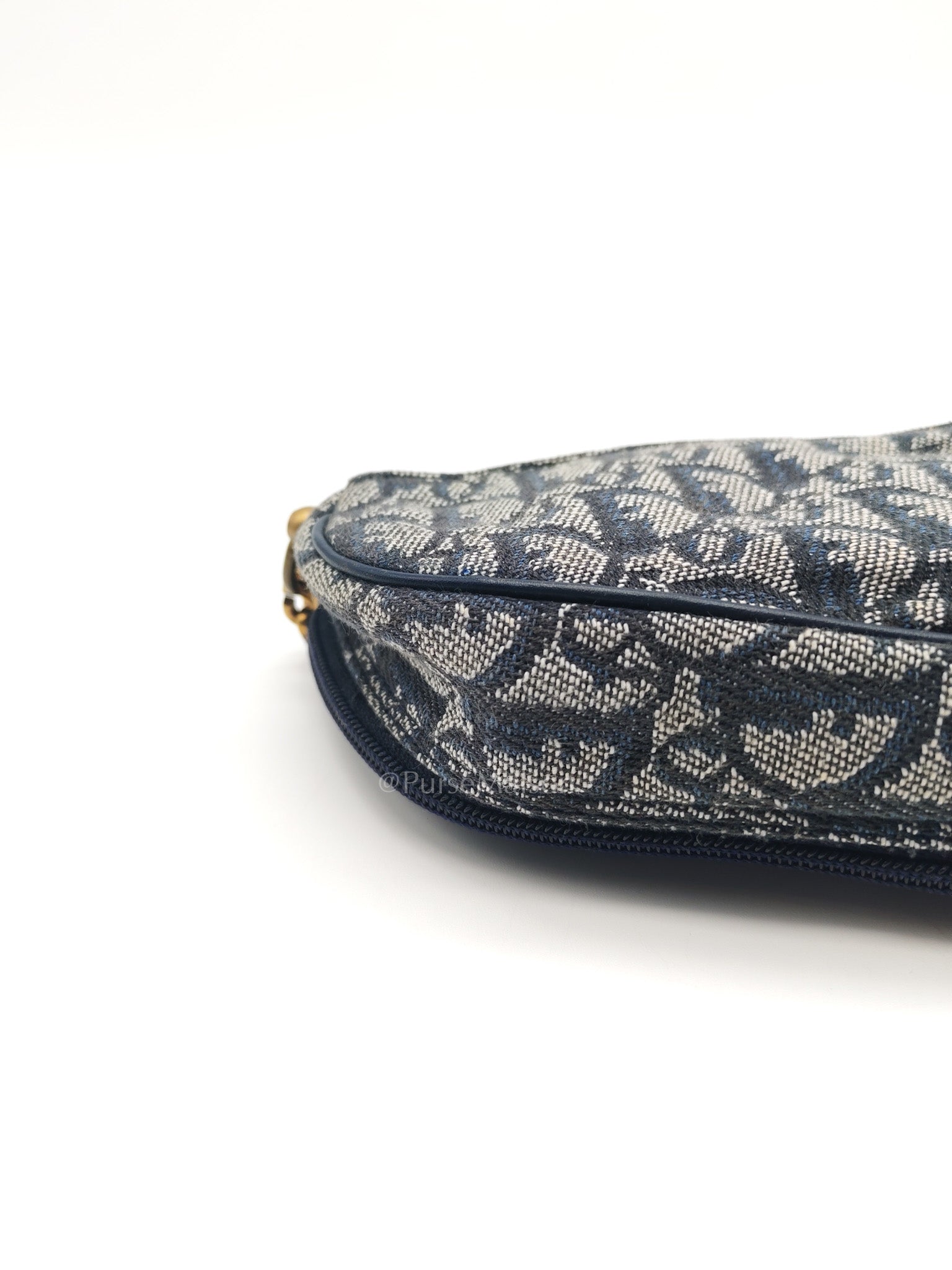 Christian Dior Saddle Pouch in Navy Blue Trotter Canvas