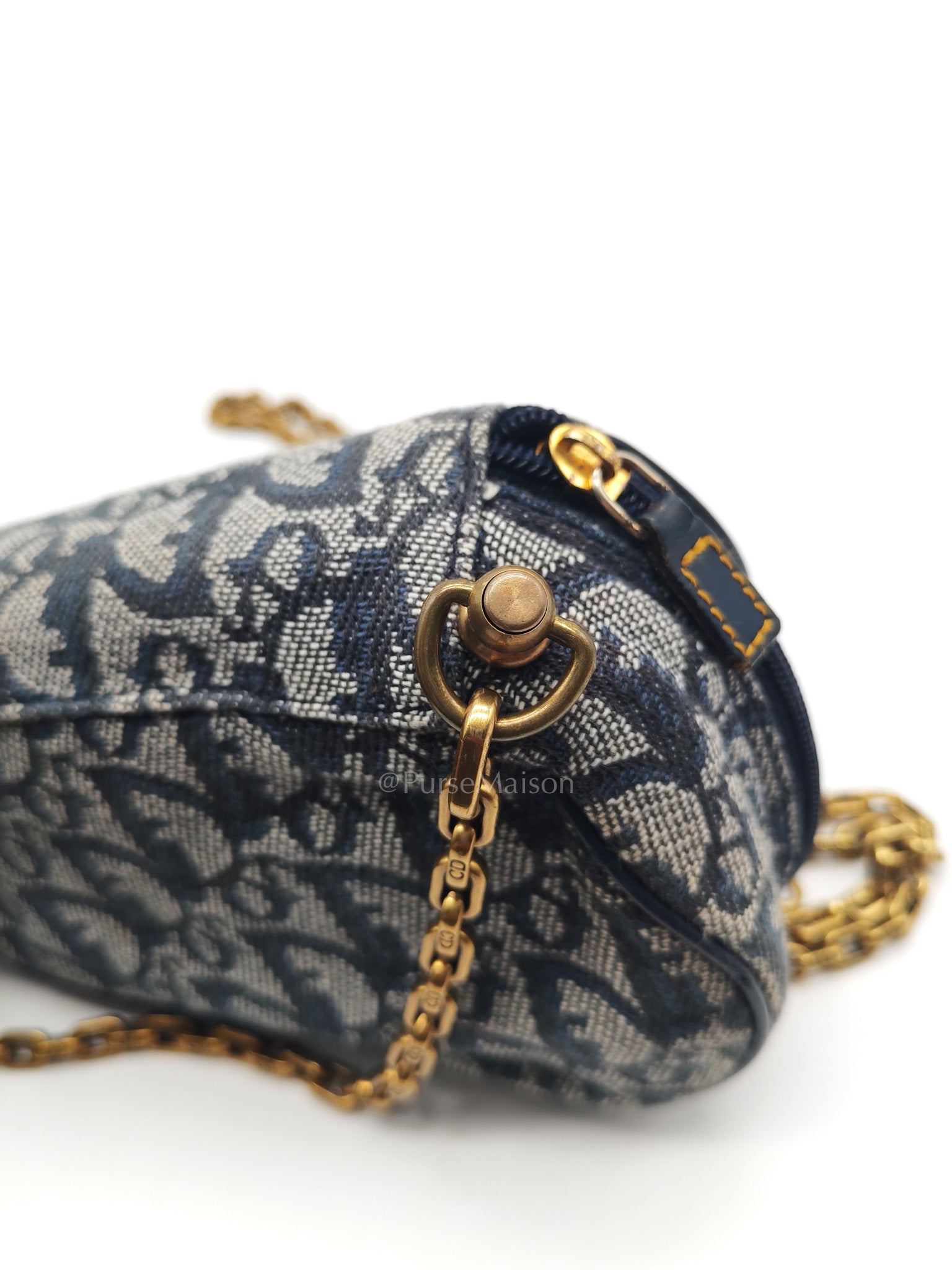 Christian Dior Saddle Pouch in Navy Blue Trotter Canvas