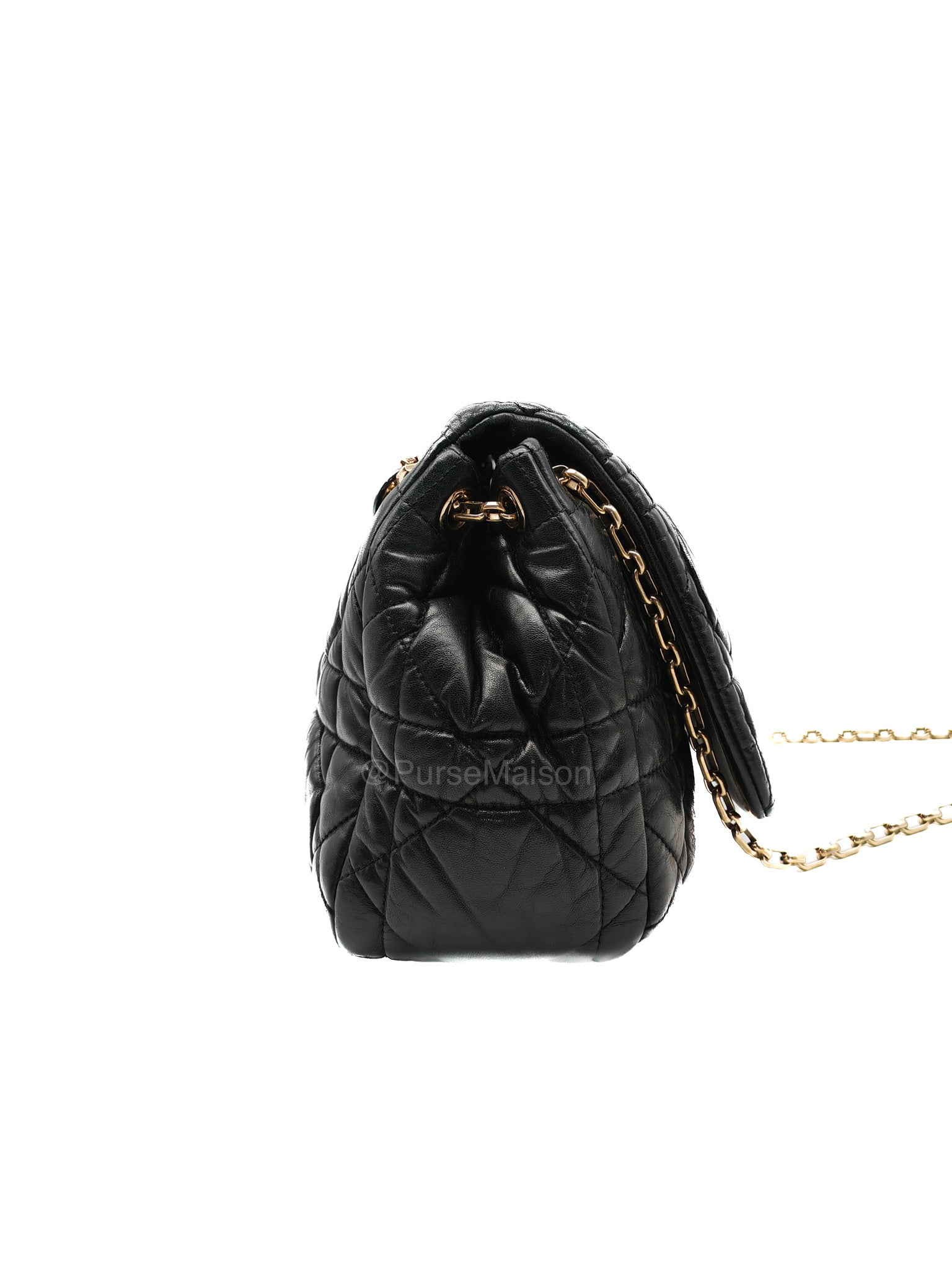 Christian Dior Milly La Foret Shoulder Bag in Black Quilted Cannage Lambskin Leather and Light Gold Hardware