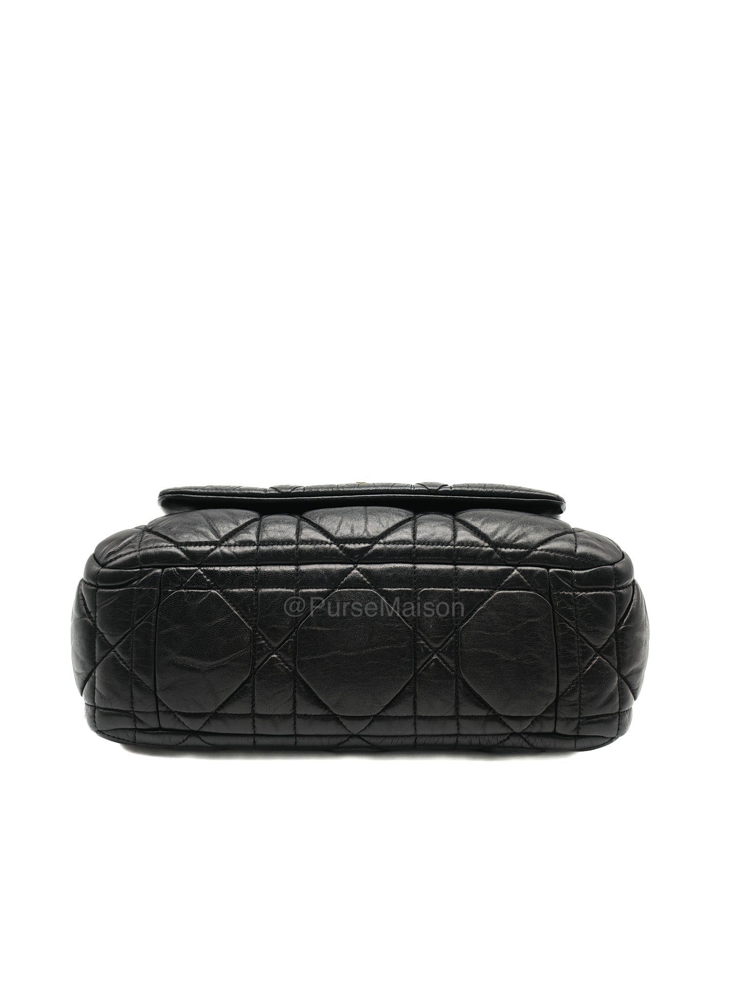 Christian Dior Milly La Foret Shoulder Bag in Black Quilted Cannage Lambskin Leather and Light Gold Hardware