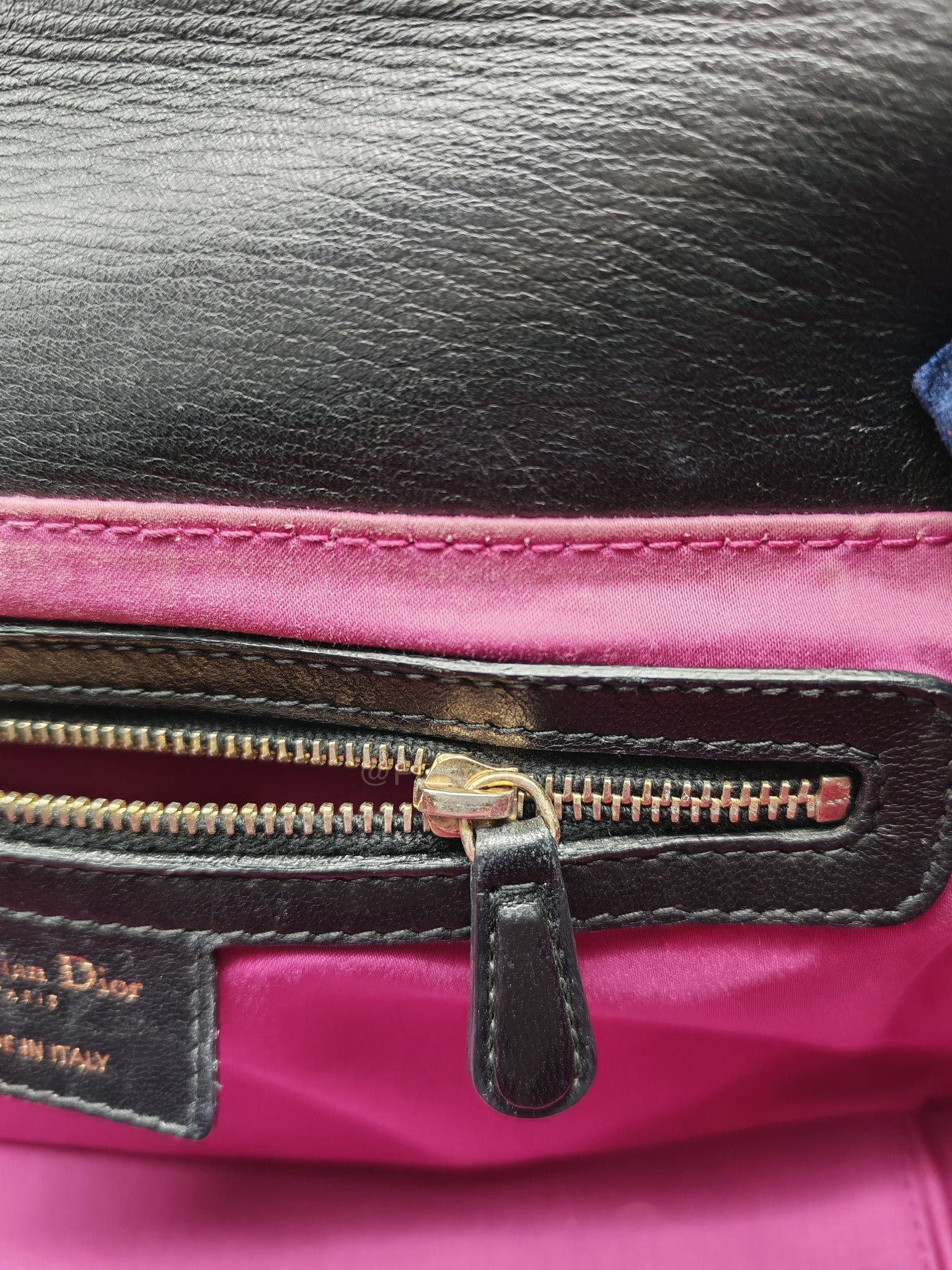 Christian Dior Milly La Foret Shoulder Bag in Black Quilted Cannage Lambskin Leather and Light Gold Hardware