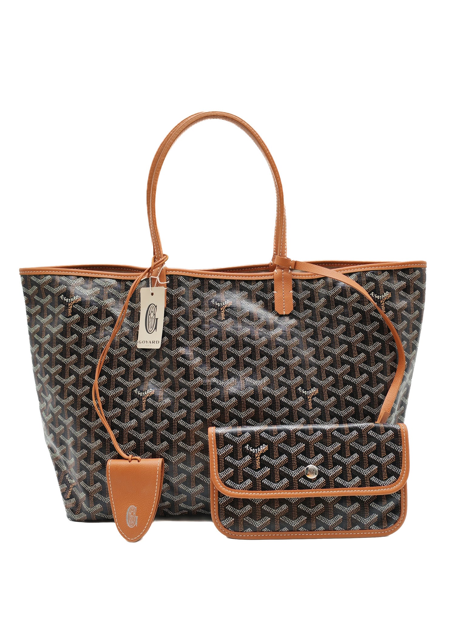 Goyard Saint Louis Tote Bag PM in Tan Goyardine Canvas with Croc Universal Clip Charm