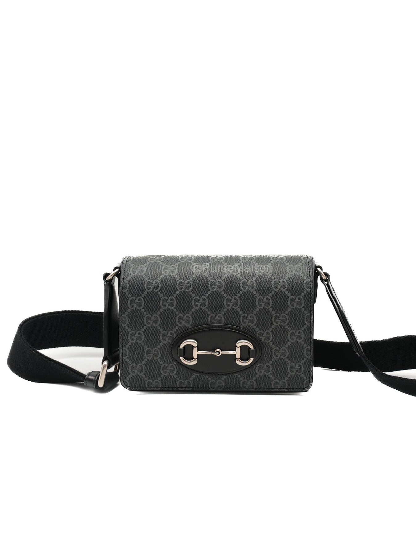 Gucci Horsebit 1955 Mini Shoulder Bag in Black GG Supreme Coated Canvas