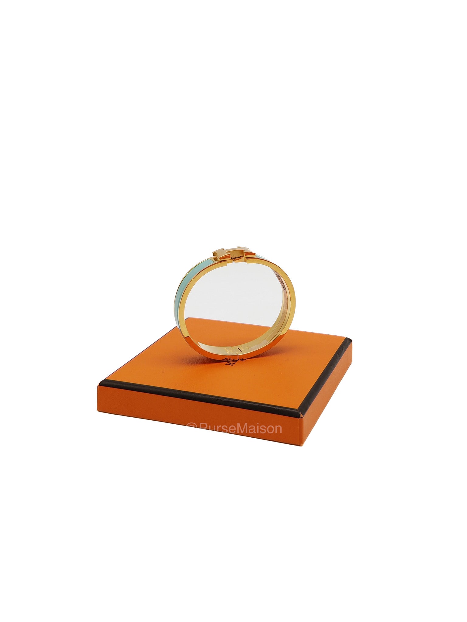 Hermes Clic H Bracelet PM in Vert Aqua Enamel Gold Hardware