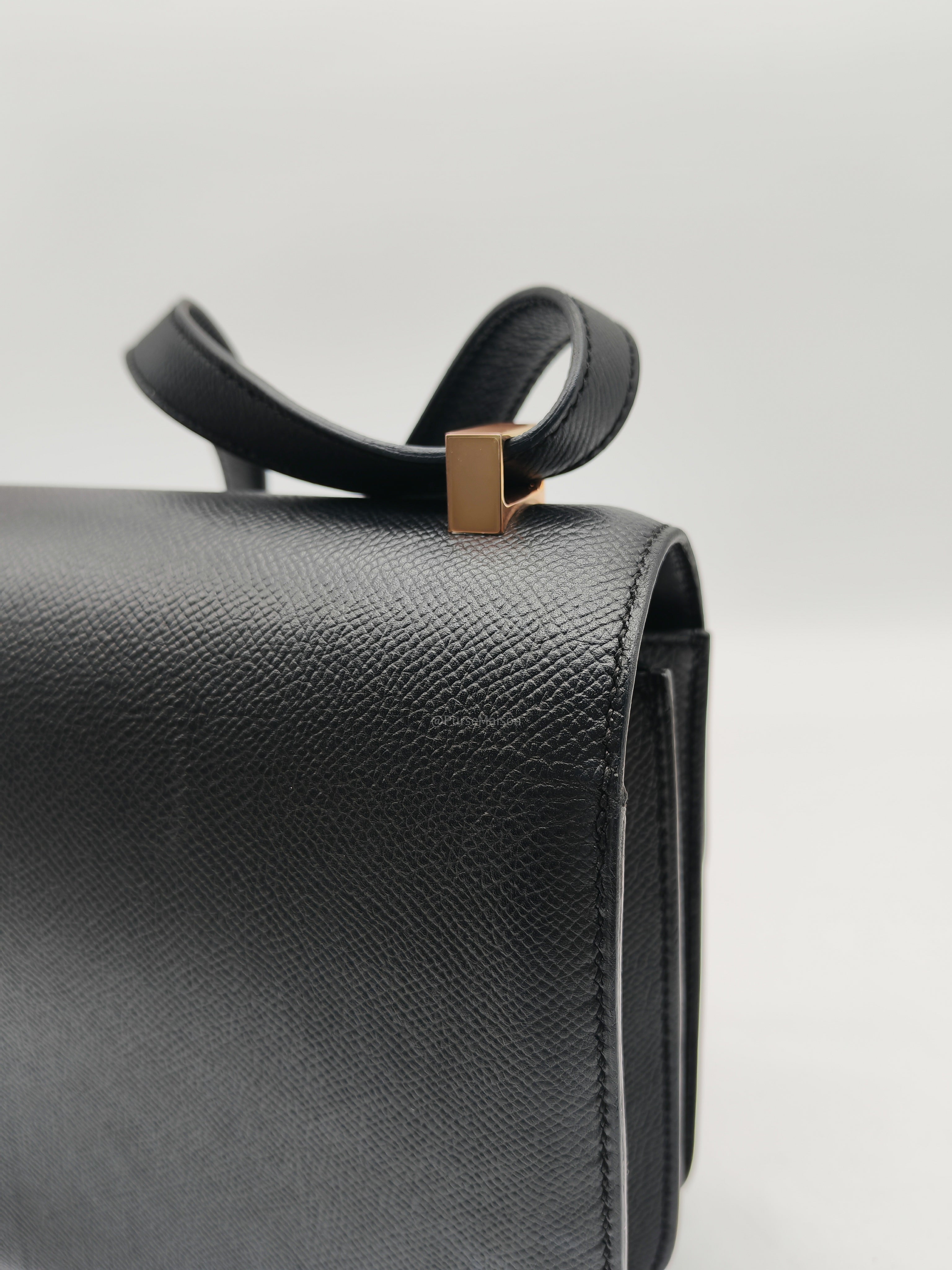 Hermes Constance 24 in Black Epsom Leather and Rose Gold Hardware Stamp A (2017)