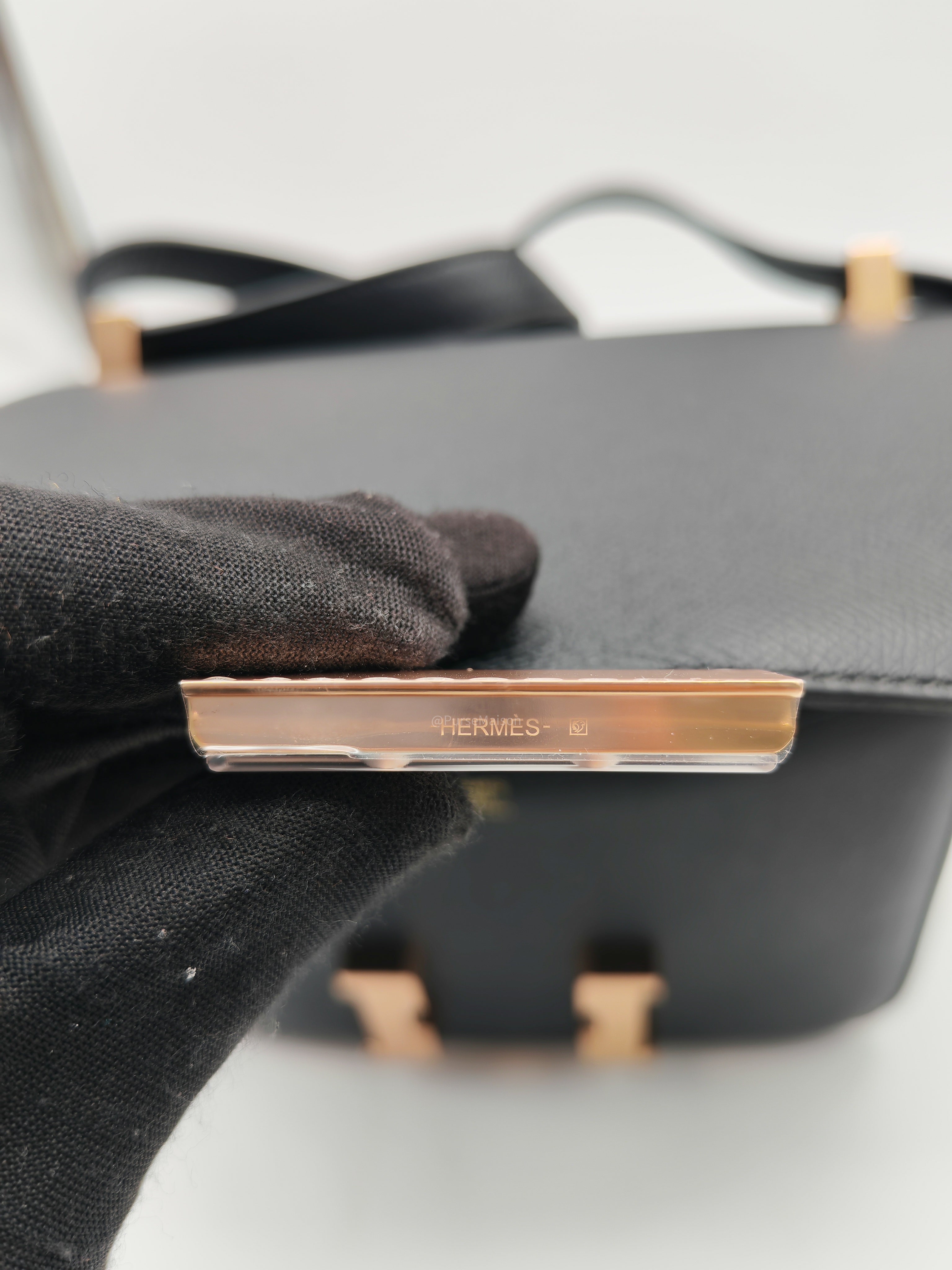 Hermes Constance 24 in Black Epsom Leather and Rose Gold Hardware Stamp A (2017)