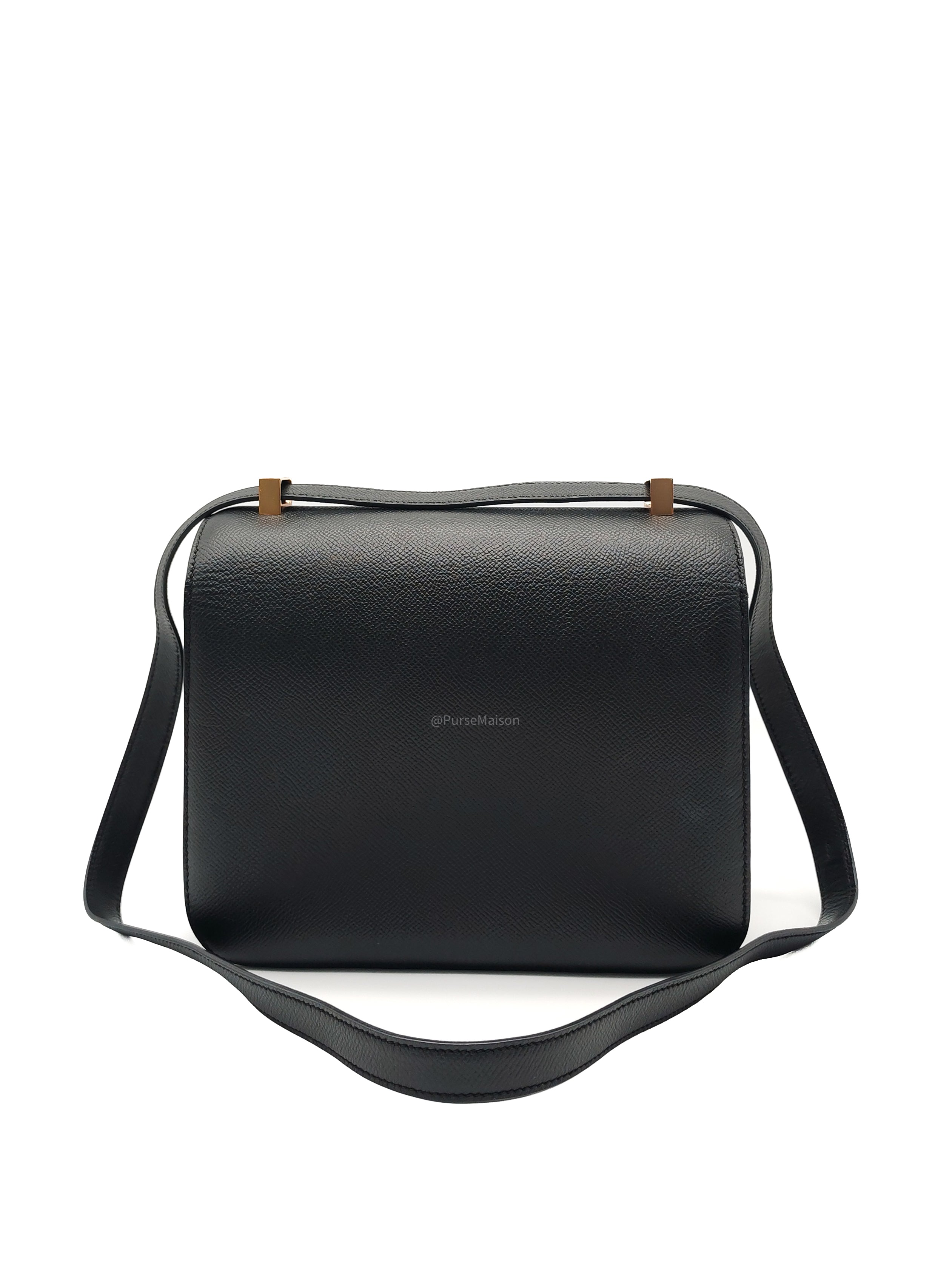 Hermes Constance 24 in Black Epsom Leather and Rose Gold Hardware Stamp A (2017)