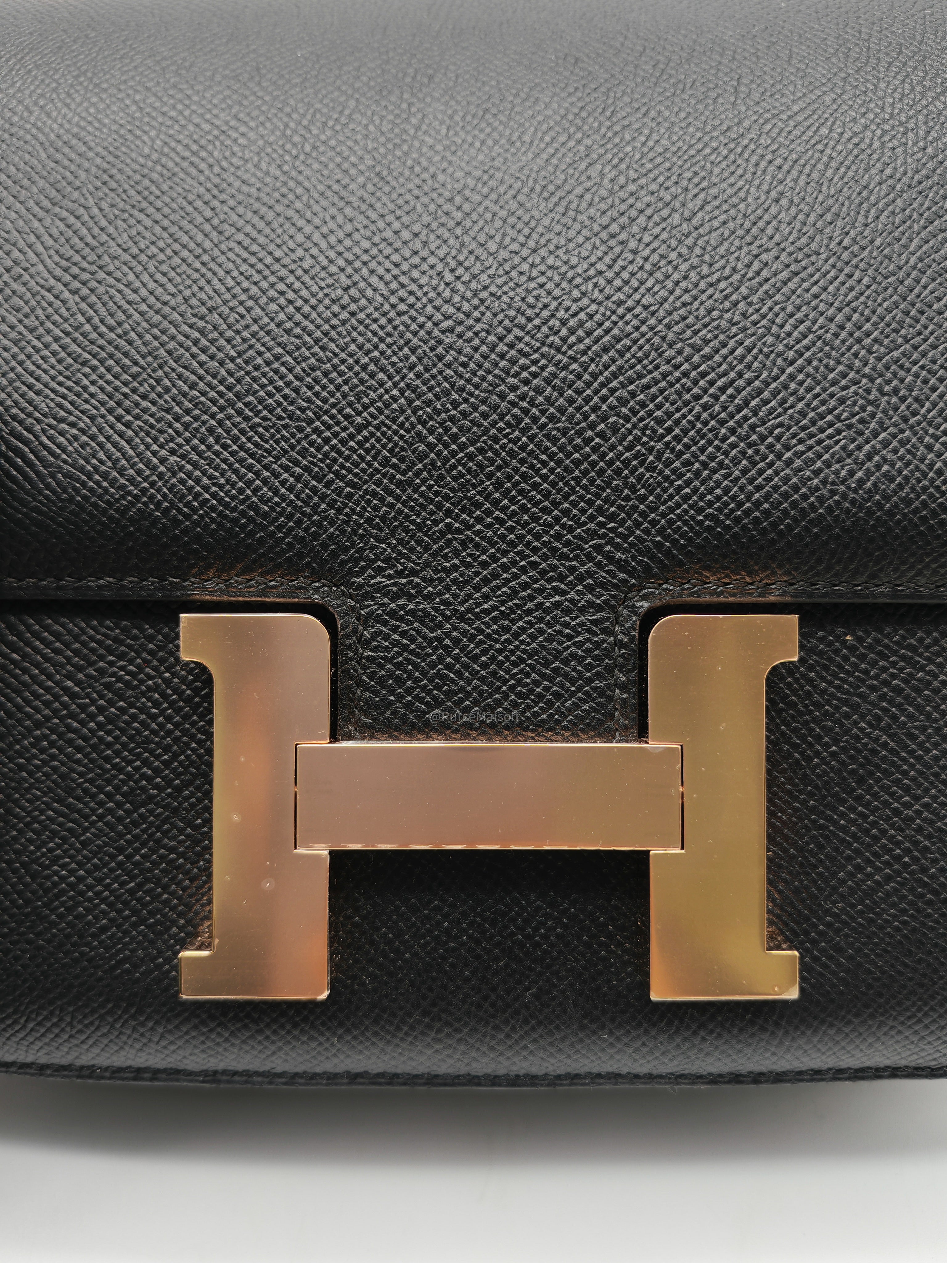 Hermes Constance 24 in Black Epsom Leather and Rose Gold Hardware Stamp A (2017)