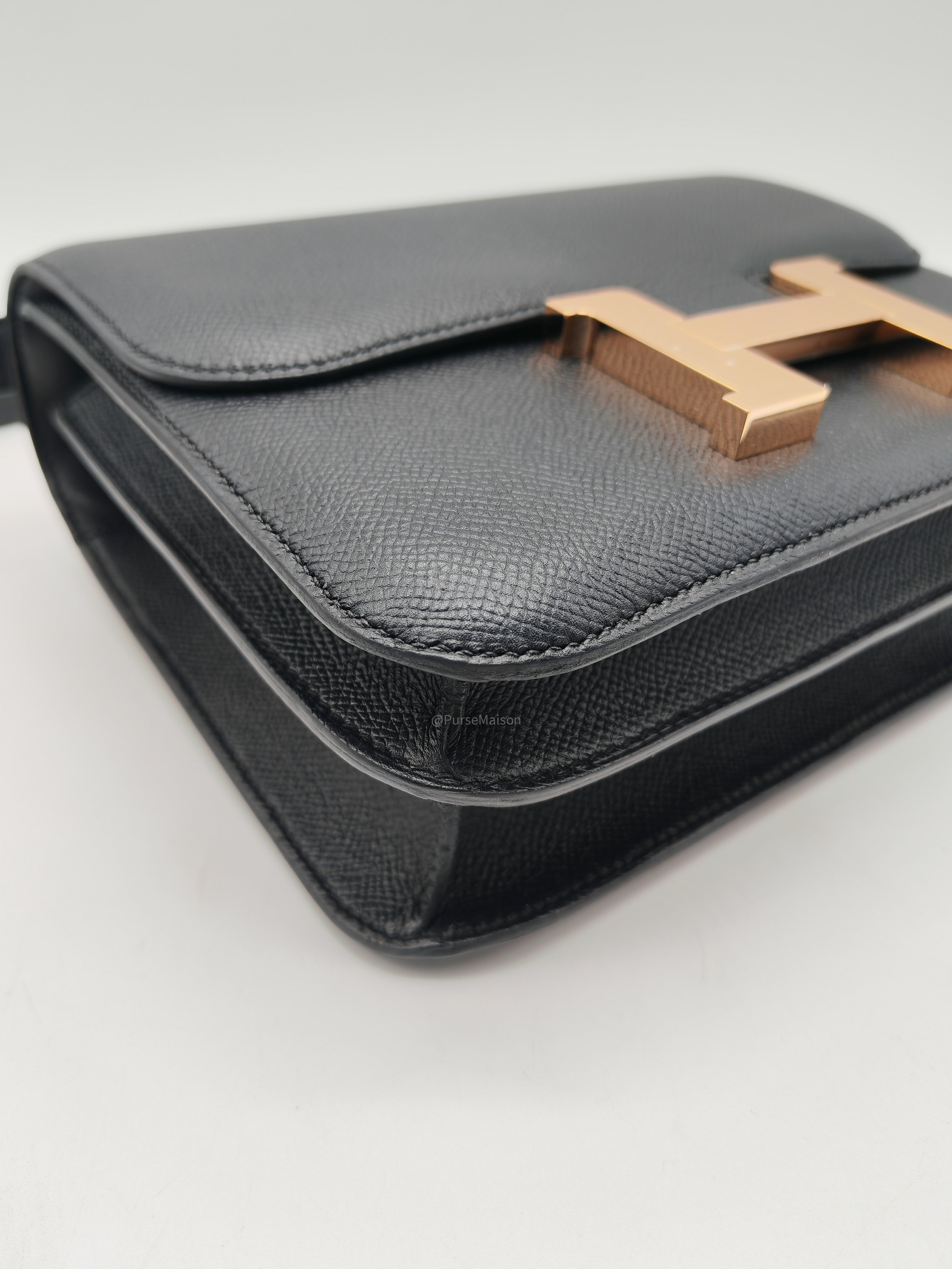 Hermes Constance 24 in Black Epsom Leather and Rose Gold Hardware Stamp A (2017)