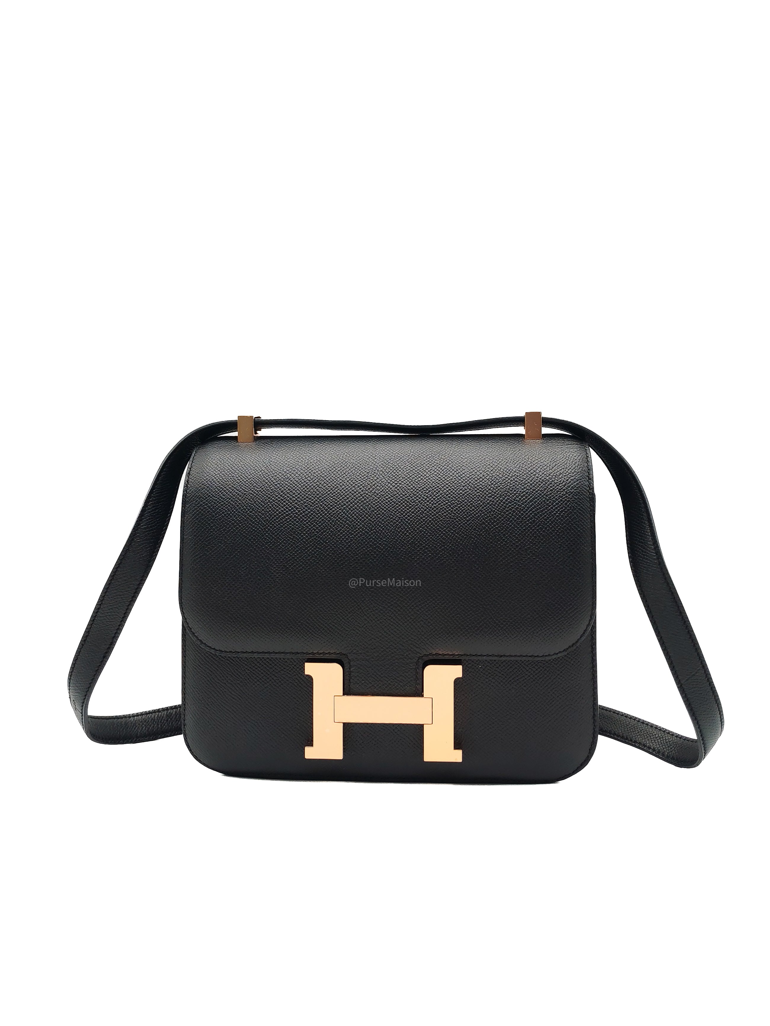 Hermes Constance 24 in Black Epsom Leather and Rose Gold Hardware Stamp A (2017)