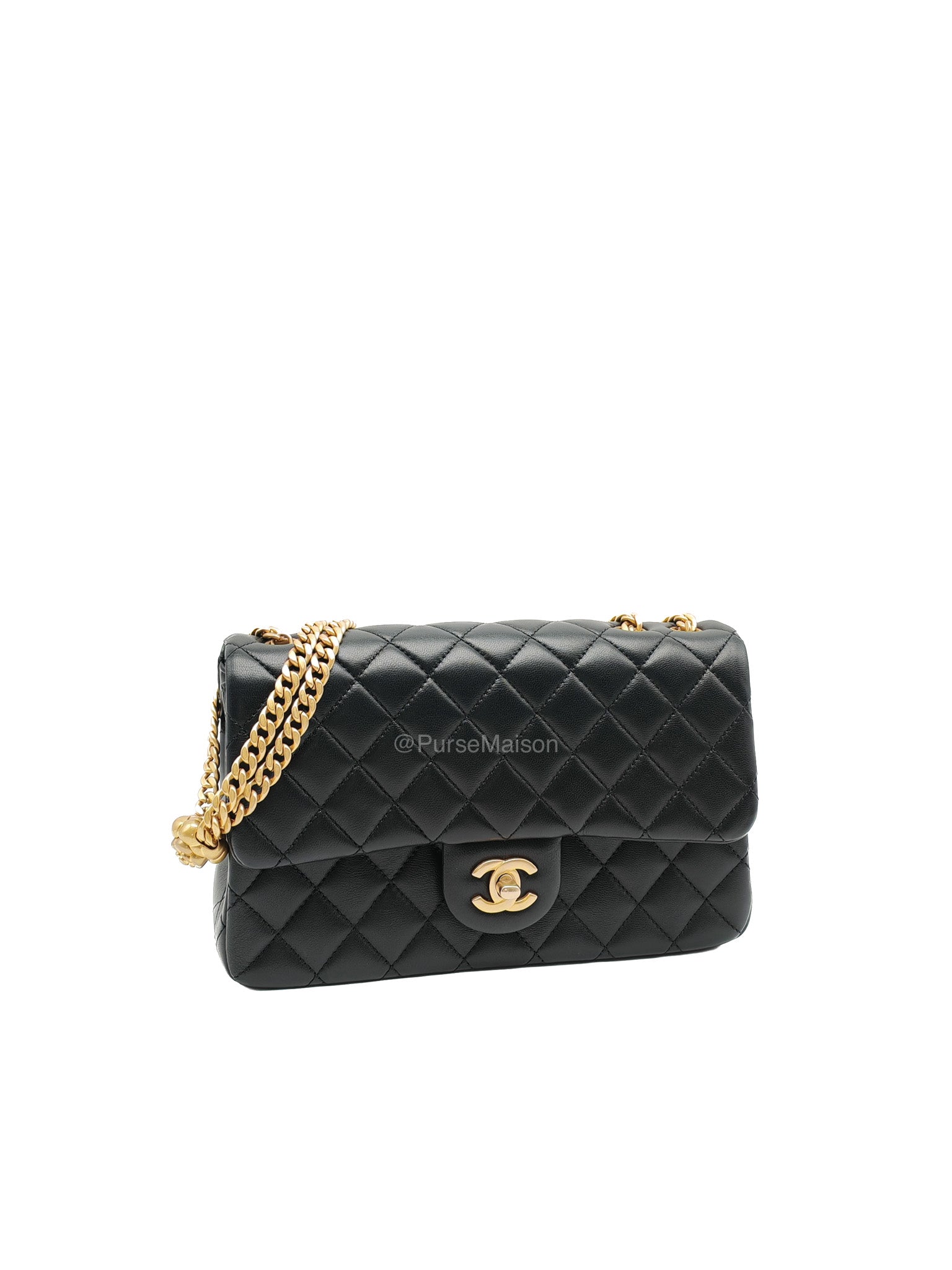 Chanel Camellia Crush Flap Medium in Black Quilted Lambskin Leather and Aged Gold Hardware Microchip