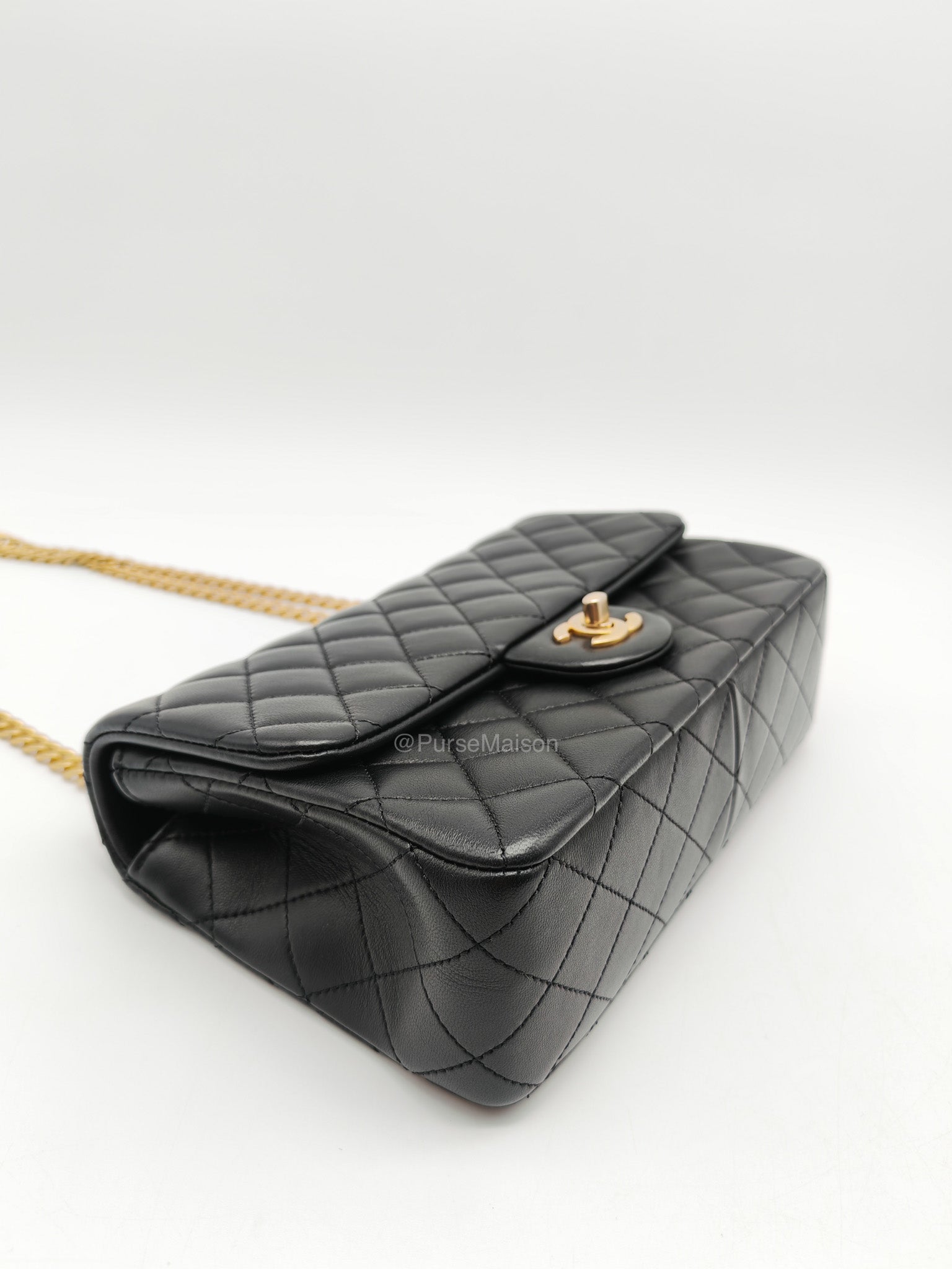 Chanel Camellia Crush Flap Medium in Black Quilted Lambskin Leather and Aged Gold Hardware Microchip