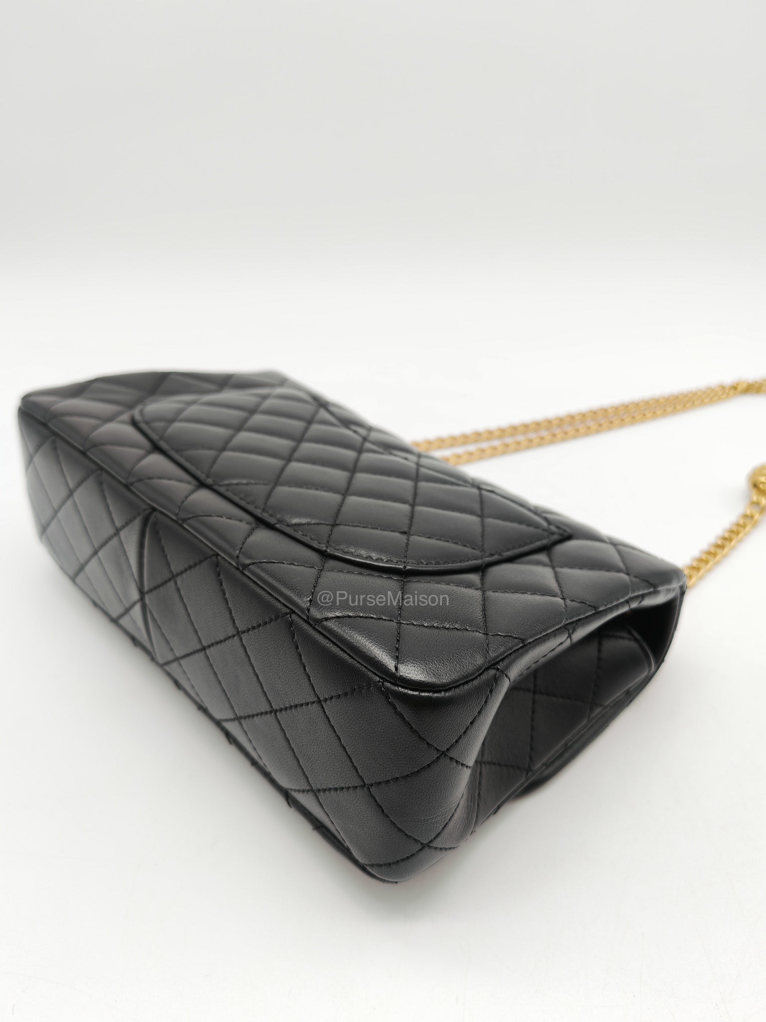 Chanel Camellia Crush Flap Medium in Black Quilted Lambskin Leather and Aged Gold Hardware Microchip