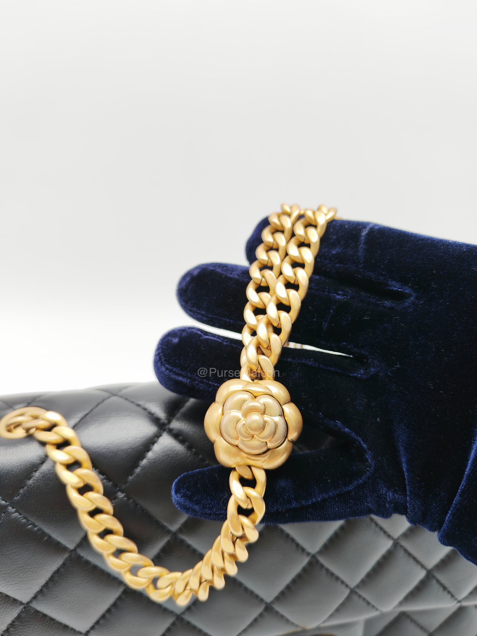 Chanel Camellia Crush Flap Medium in Black Quilted Lambskin Leather and Aged Gold Hardware Microchip