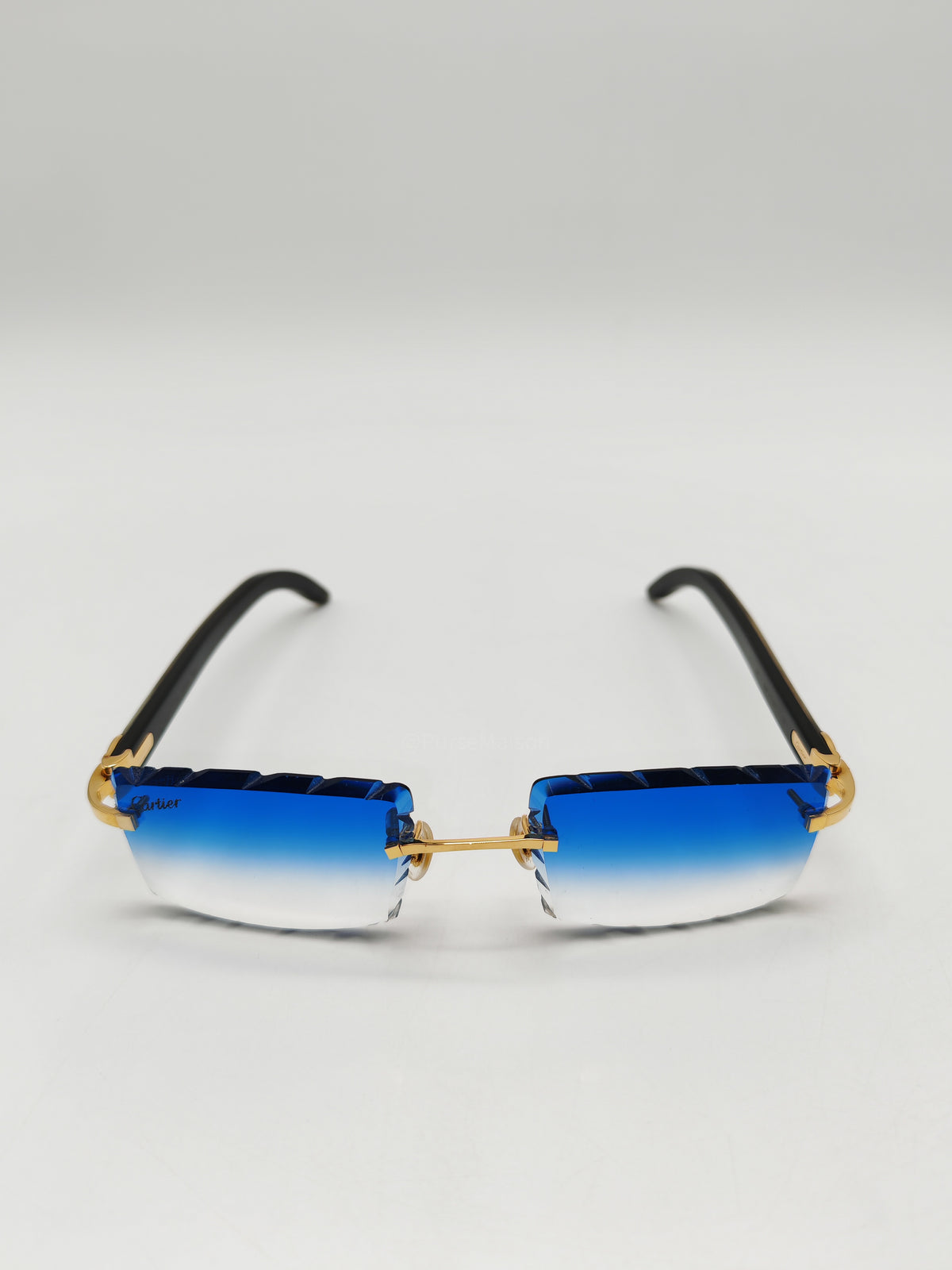 Cartier Rimless Sunglasses with Blue Gradient Diamond-Cut Lenses