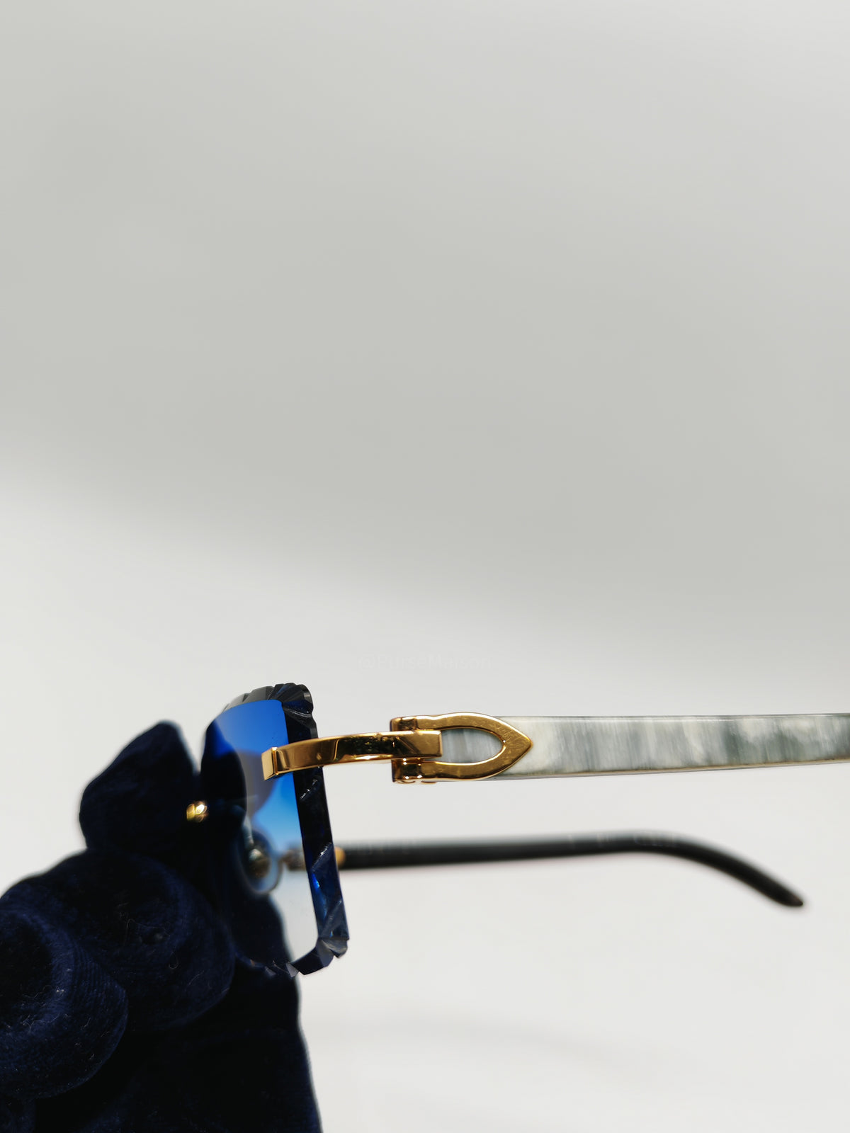 Cartier Rimless Sunglasses with Blue Gradient Diamond-Cut Lenses