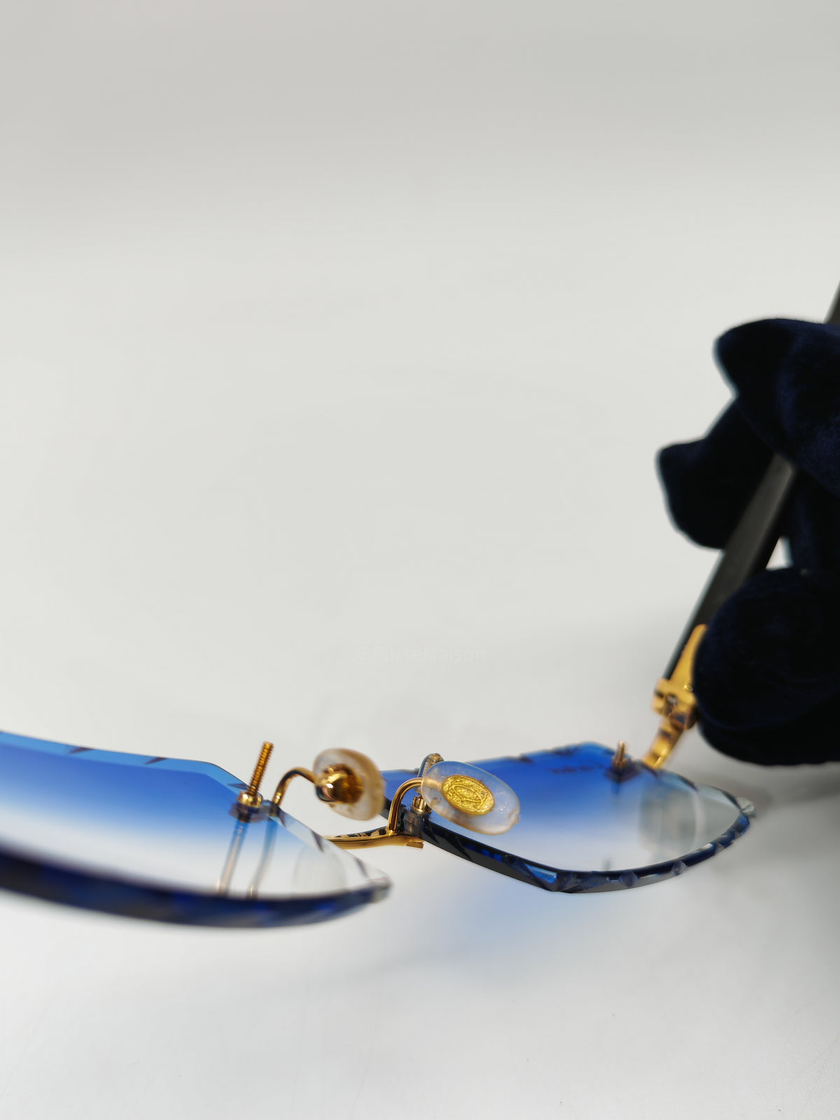Cartier Rimless Sunglasses with Blue Gradient Diamond-Cut Lenses