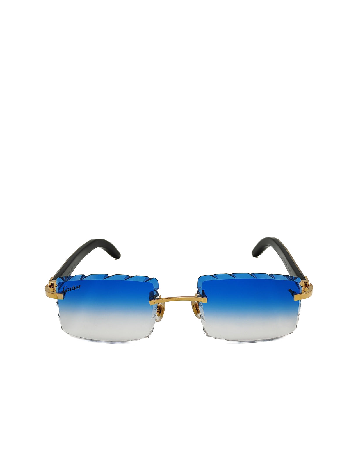 Cartier Rimless Sunglasses with Blue Gradient Diamond-Cut Lenses
