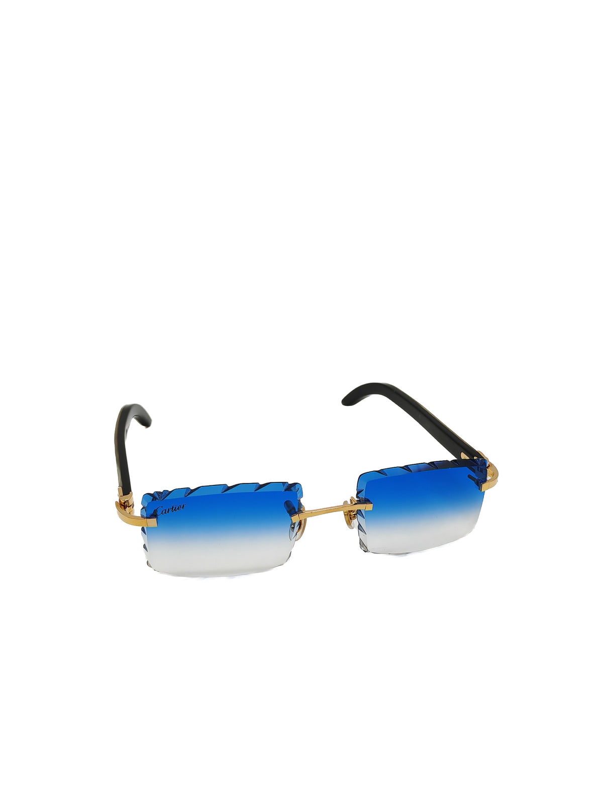Cartier Rimless Sunglasses with Blue Gradient Diamond-Cut Lenses