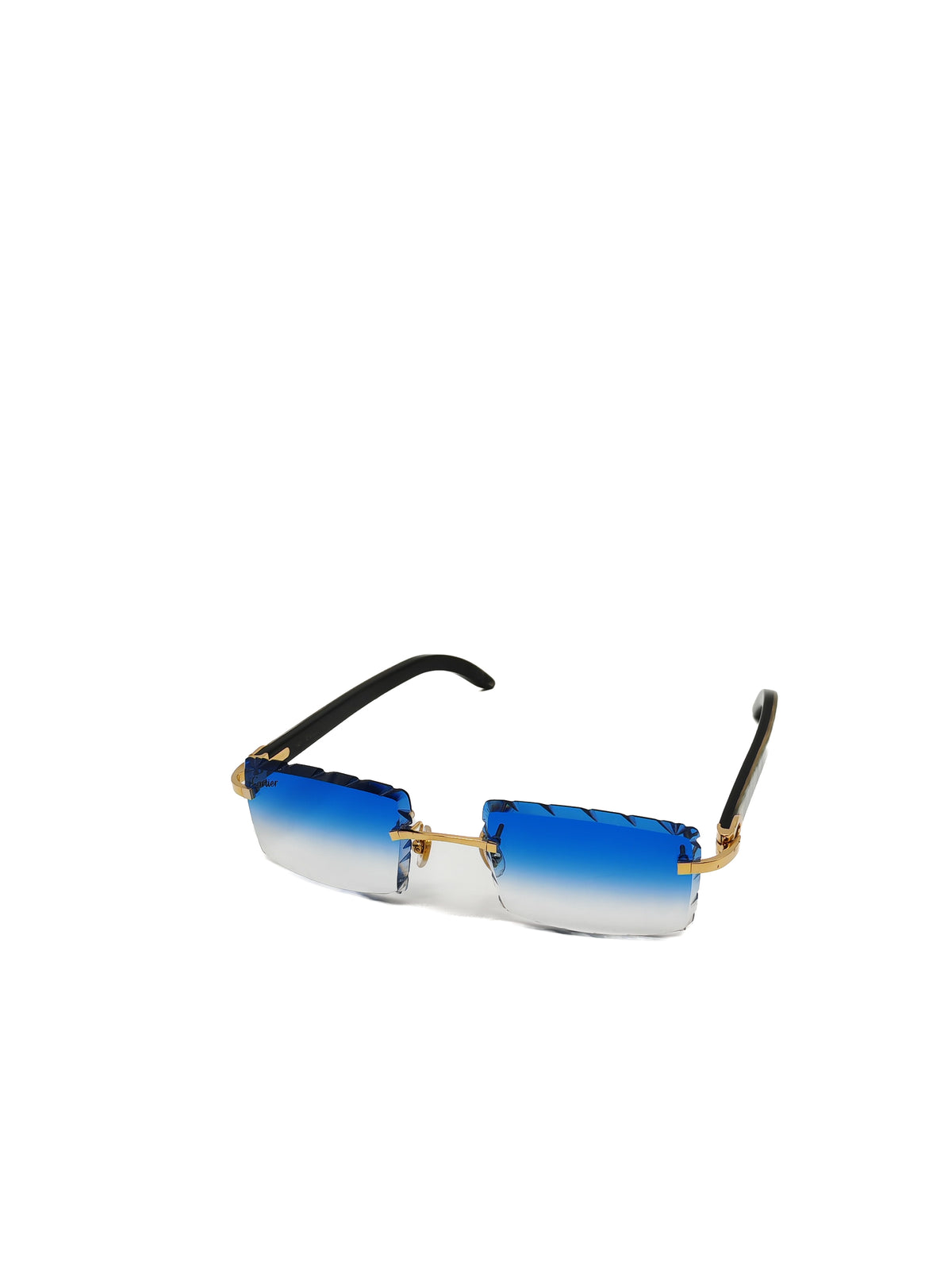 Cartier Rimless Sunglasses with Blue Gradient Diamond-Cut Lenses