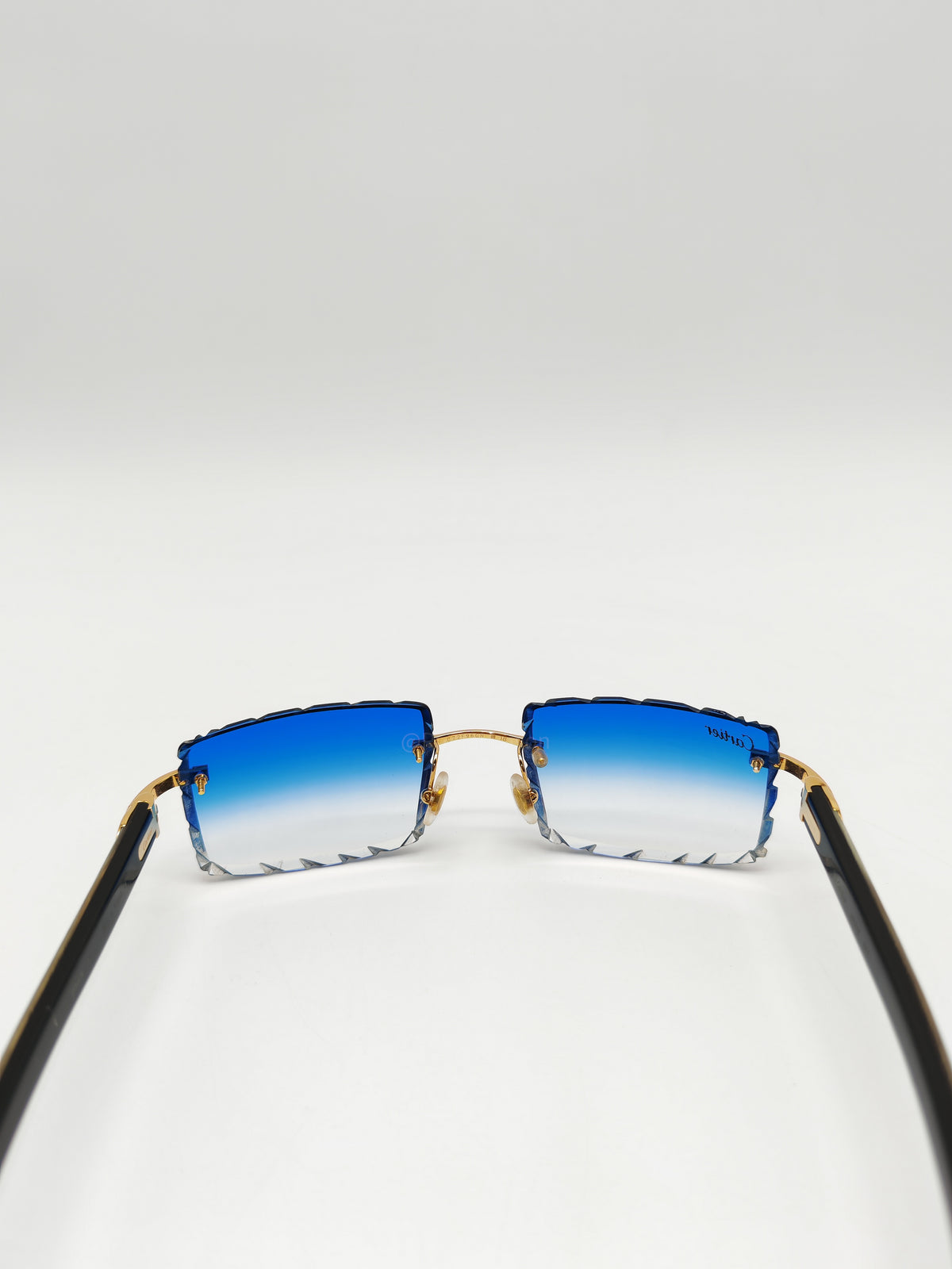 Cartier Rimless Sunglasses with Blue Gradient Diamond-Cut Lenses