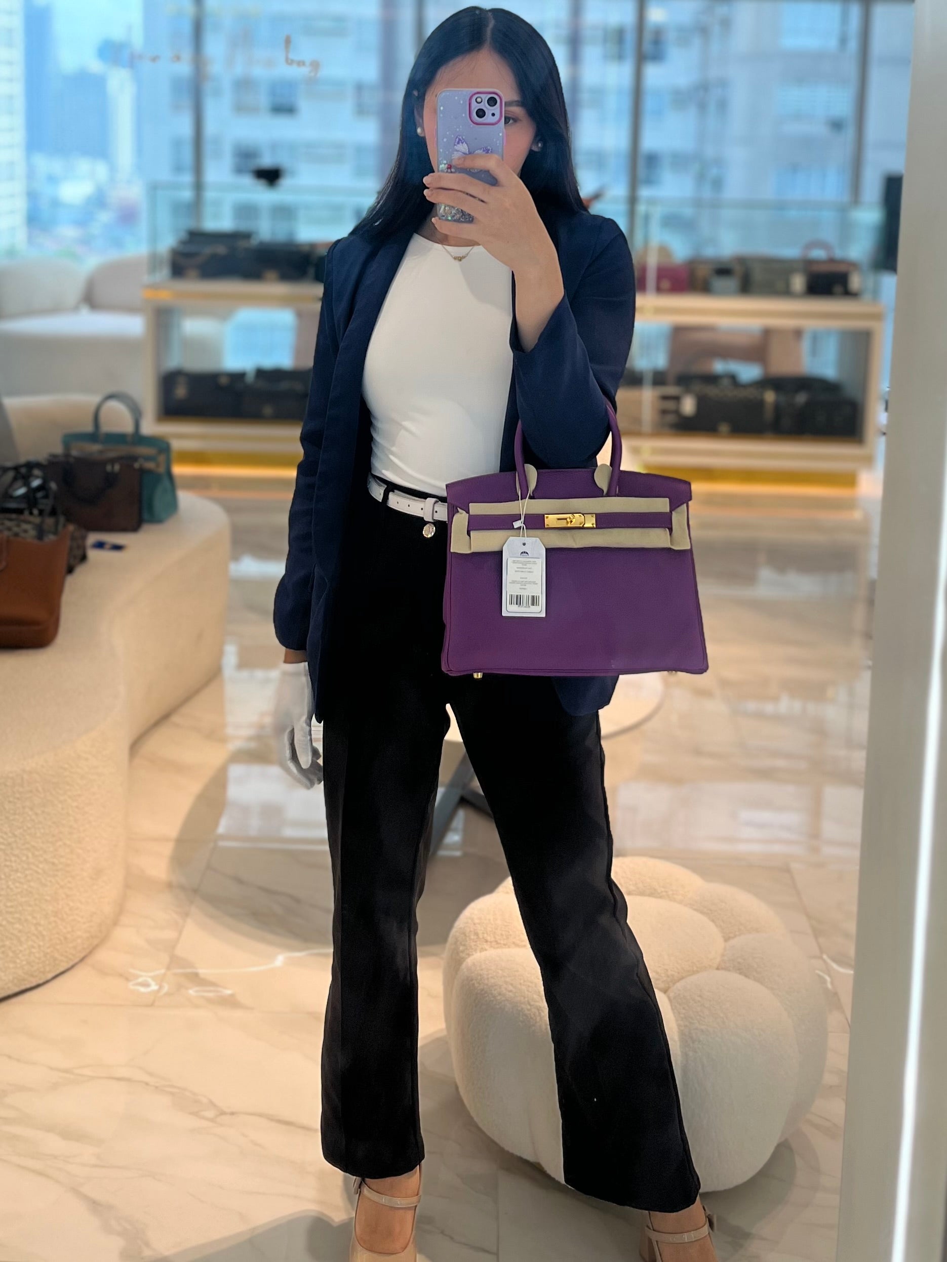 Birkin 30 Retourne in Purple Togo Loeather and Gold Hardware Stamp T (2015)