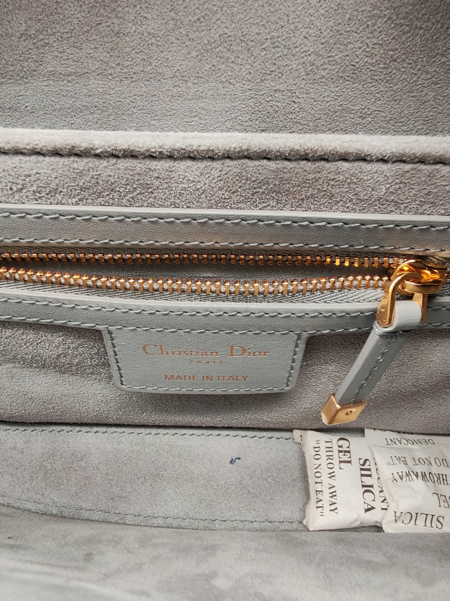 Christian Dior 30 Montaigne Avenue East West in Light Gray Smooth Calfskin Leather Chain Bag